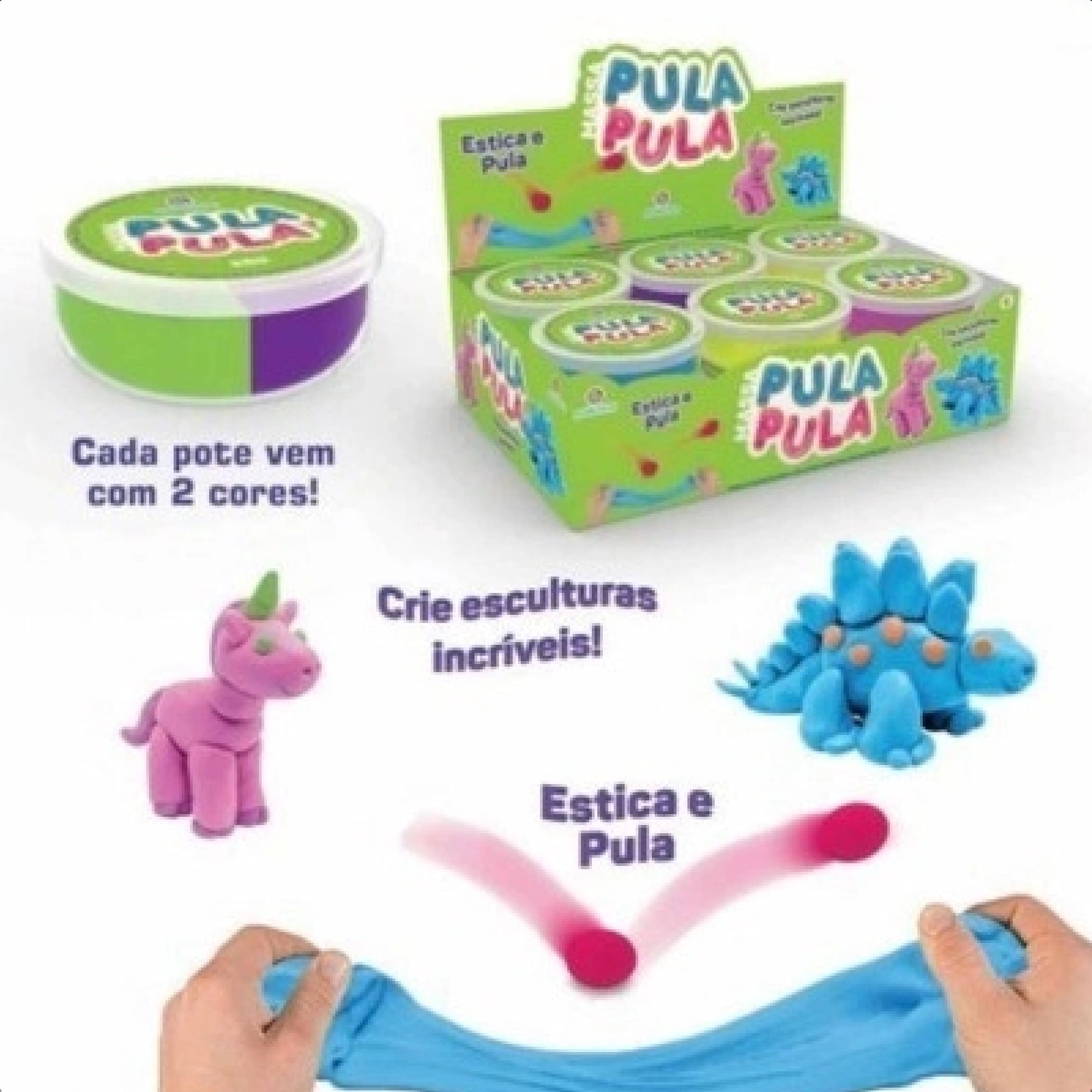Massa De Modelar Pula Pula Seguro Elástico E Macio Cores Sortidas Aleatórias Polibrinq - SL3013