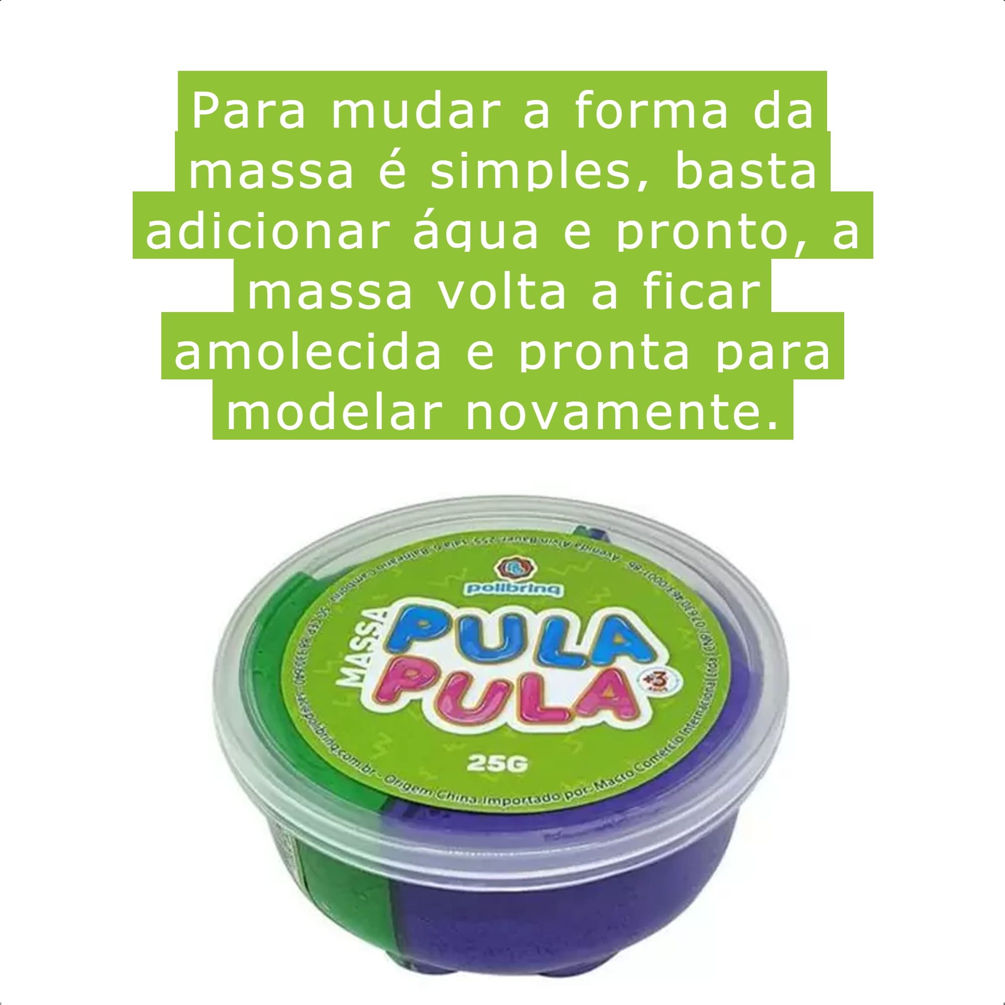 Massa De Modelar Pula Pula Seguro Elástico E Macio Cores Sortidas Aleatórias Polibrinq - SL3013