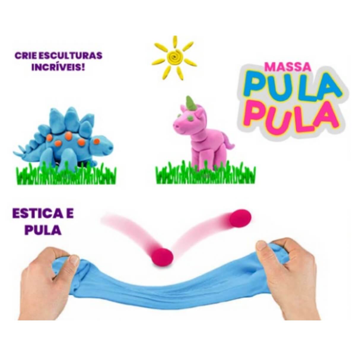 Massa De Modelar Pula Pula Seguro Elástico E Macio Cores Sortidas Aleatórias Polibrinq - SL3013