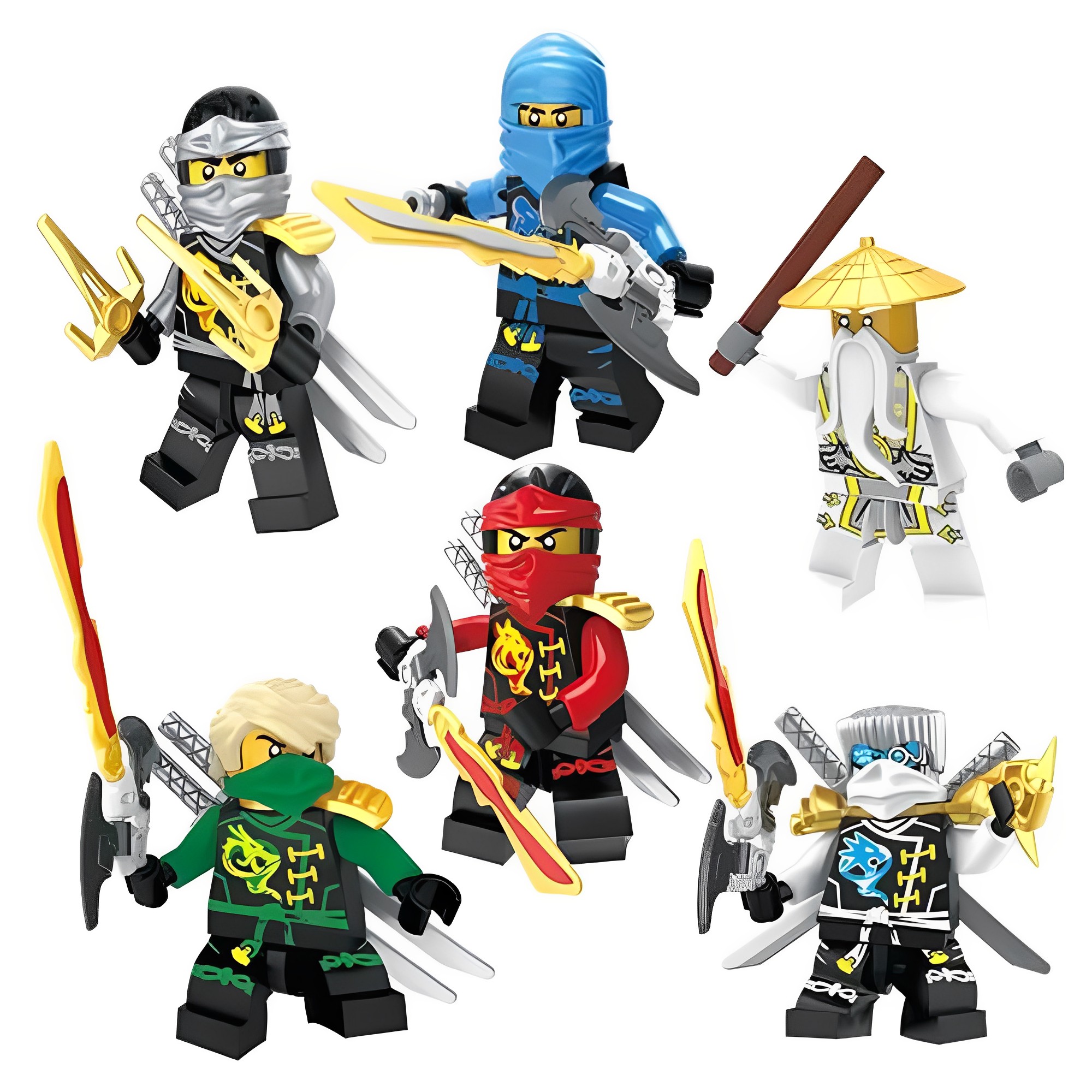 1 Boneco Sortido Hakkin Kichi Yori Kazan Takai ou Sora Block Heroes Ninja Polibrinq BL587