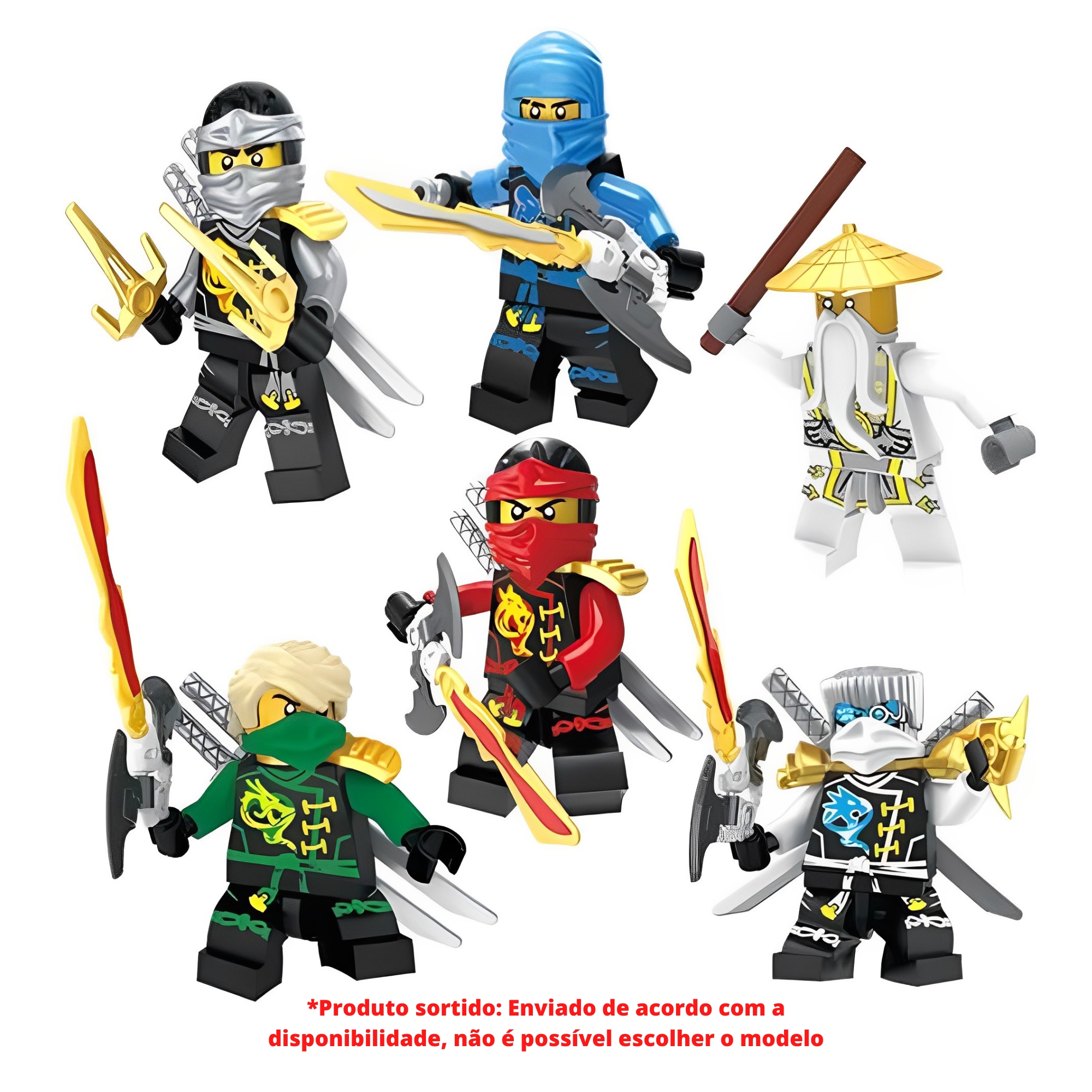 1 Boneco Sortido Hakkin Kichi Yori Kazan Takai ou Sora Block Heroes Ninja Polibrinq BL587