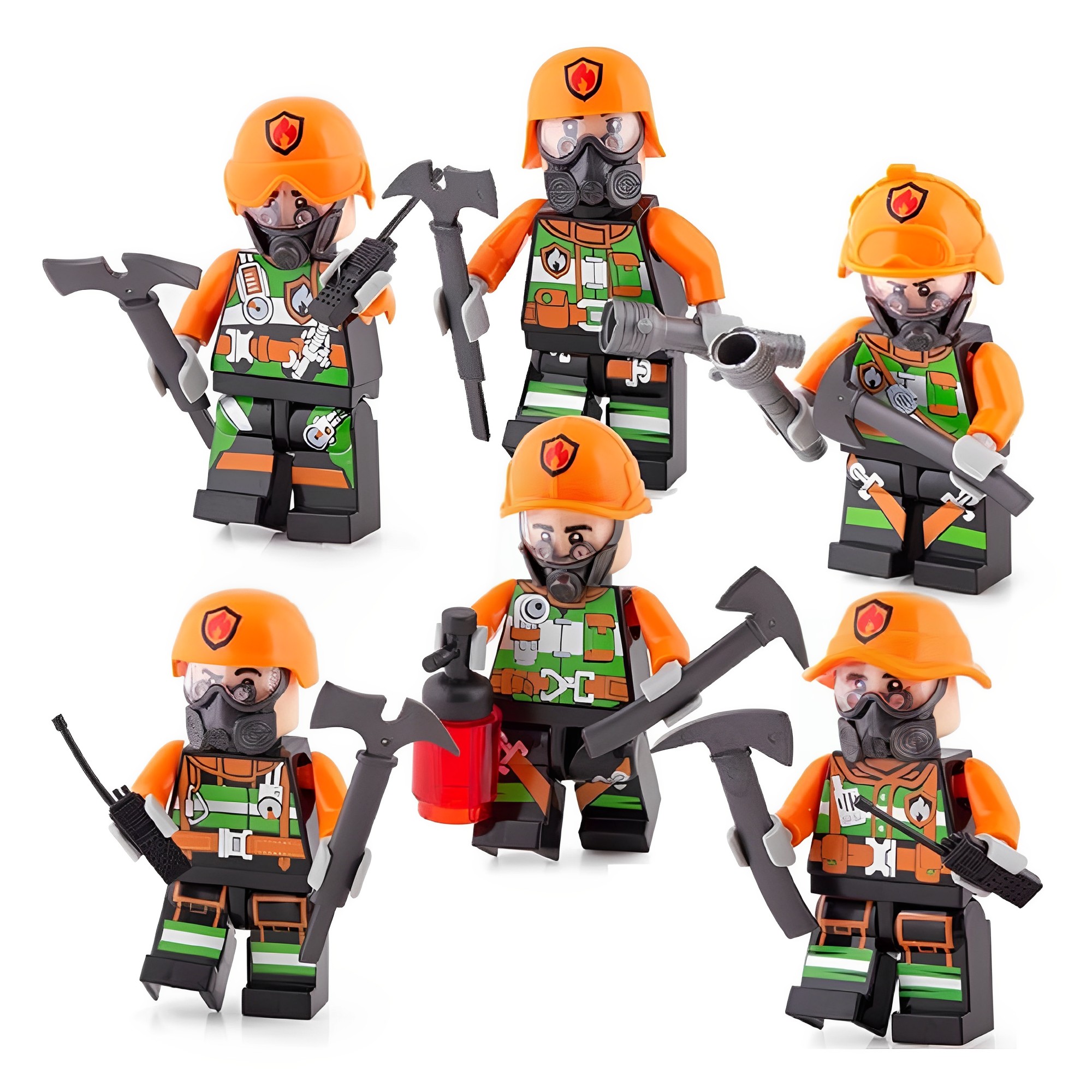 N/A Kit Bonecos Articulados Sortidos - Block Heroes Missão Bombeiros - Polibrinq BL595