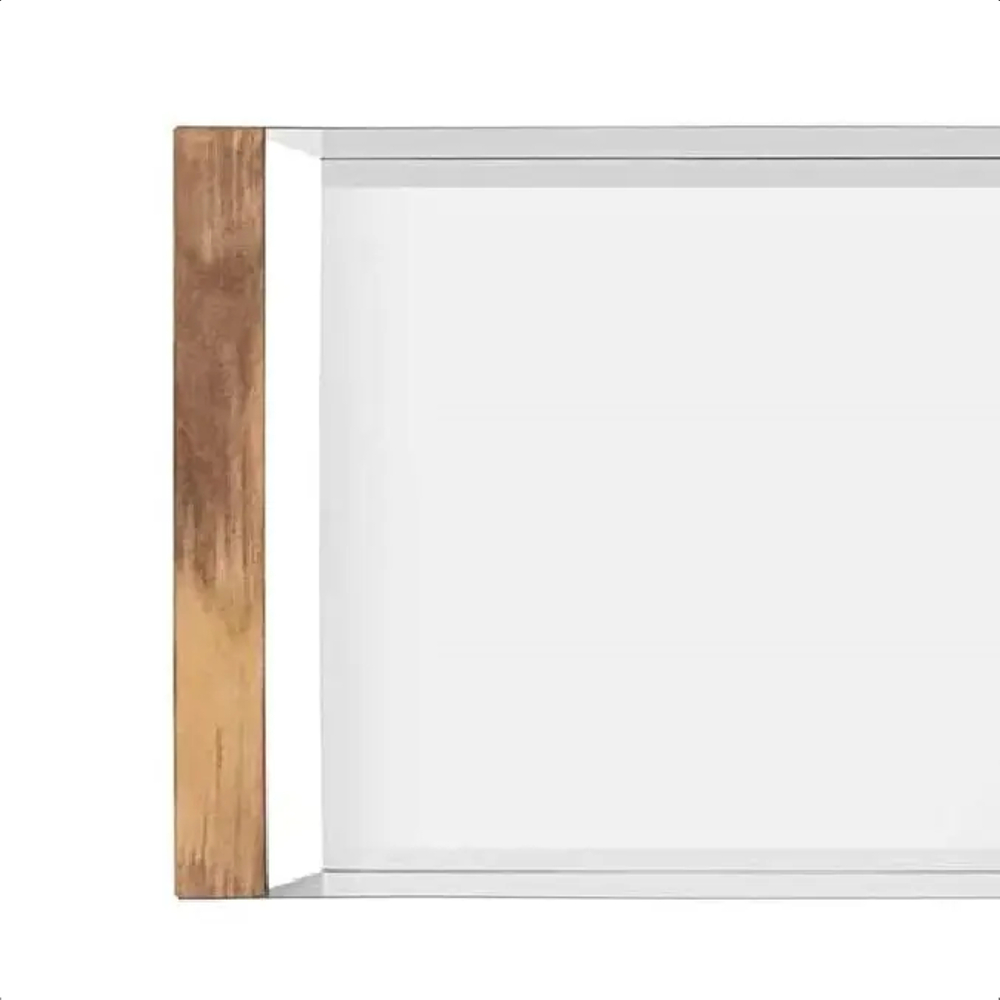 Bandeja Retangular De Aço Inox Com Alças Em Mdf 53CM Cozinha Decoração Tramontina - 61780090