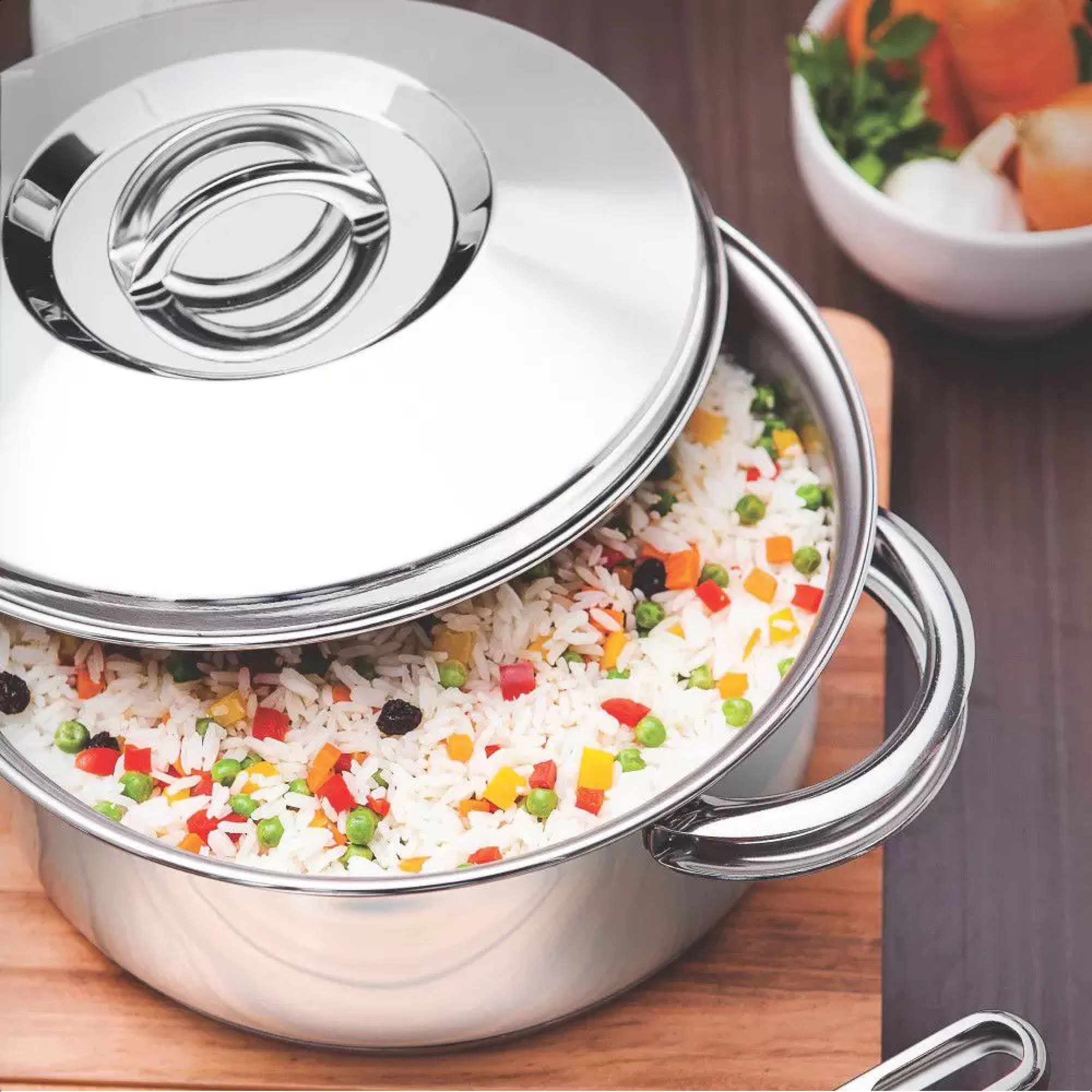 Jogo de Panelas 5 Peças Tramontina Fundo Triplo Aço Inox Alumínio Solar Cozinha Conjunto 65510780