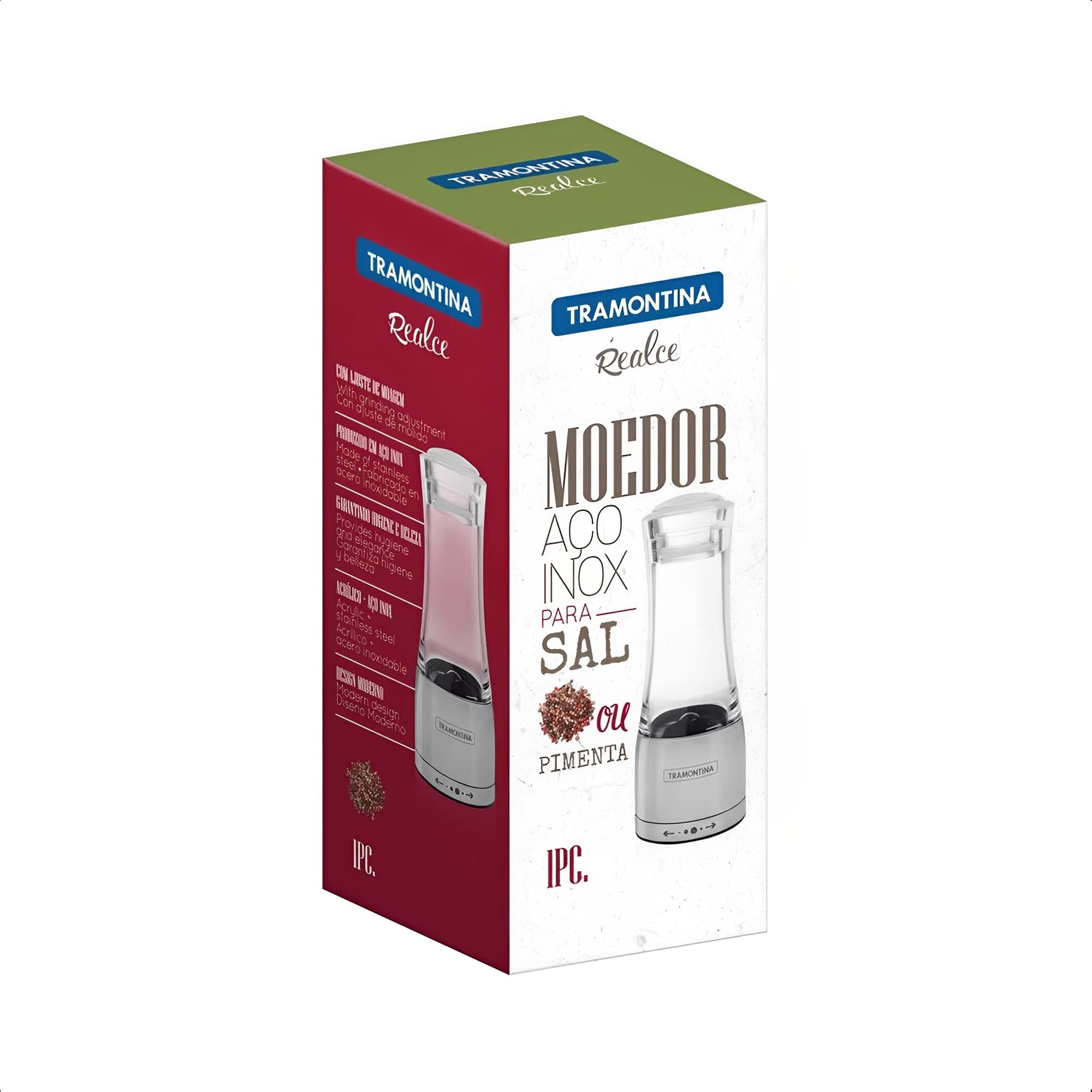 Moedor p/ Sal Grosso ou Pimenta Acrílico e Aço Inox Moinho Cerâmica Tramontina - 61653000