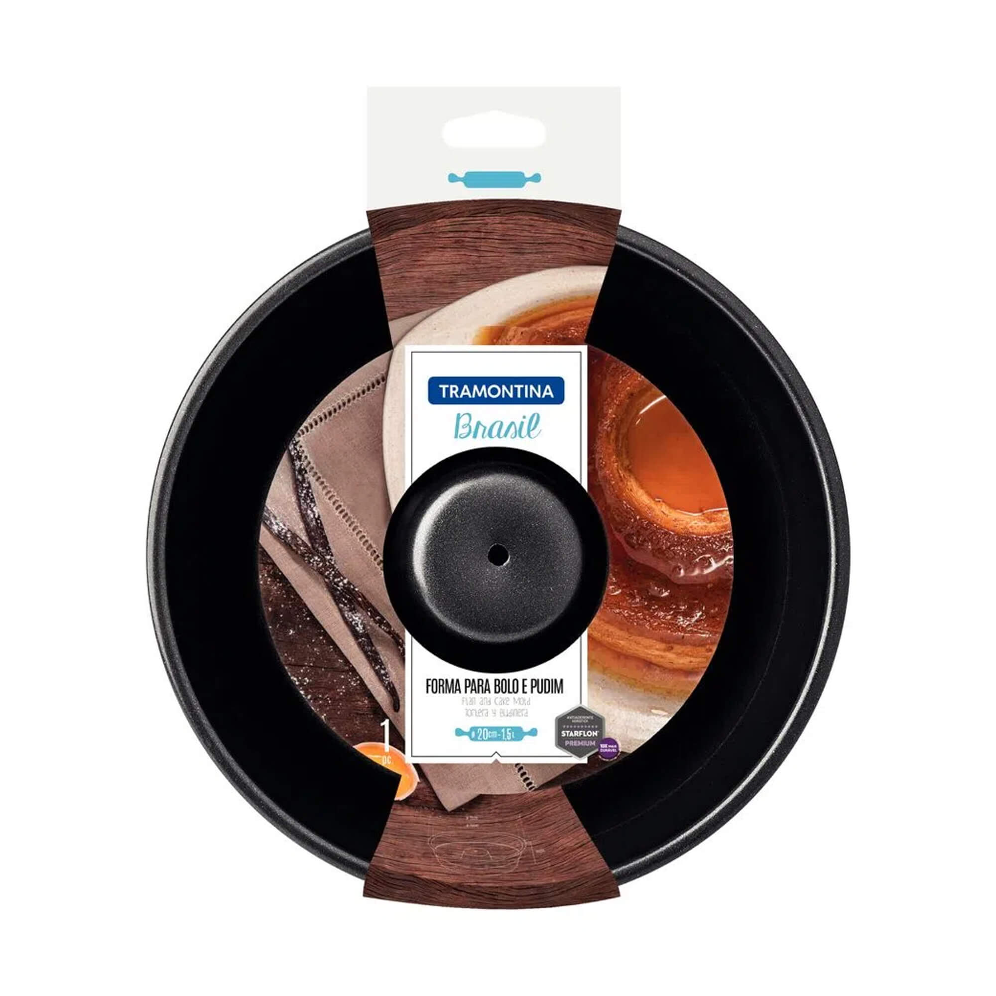 Forma Bolo Pudim em Alumínio Revestimento Antiaderente Premium Preto 1,5L Tramontina 20062020