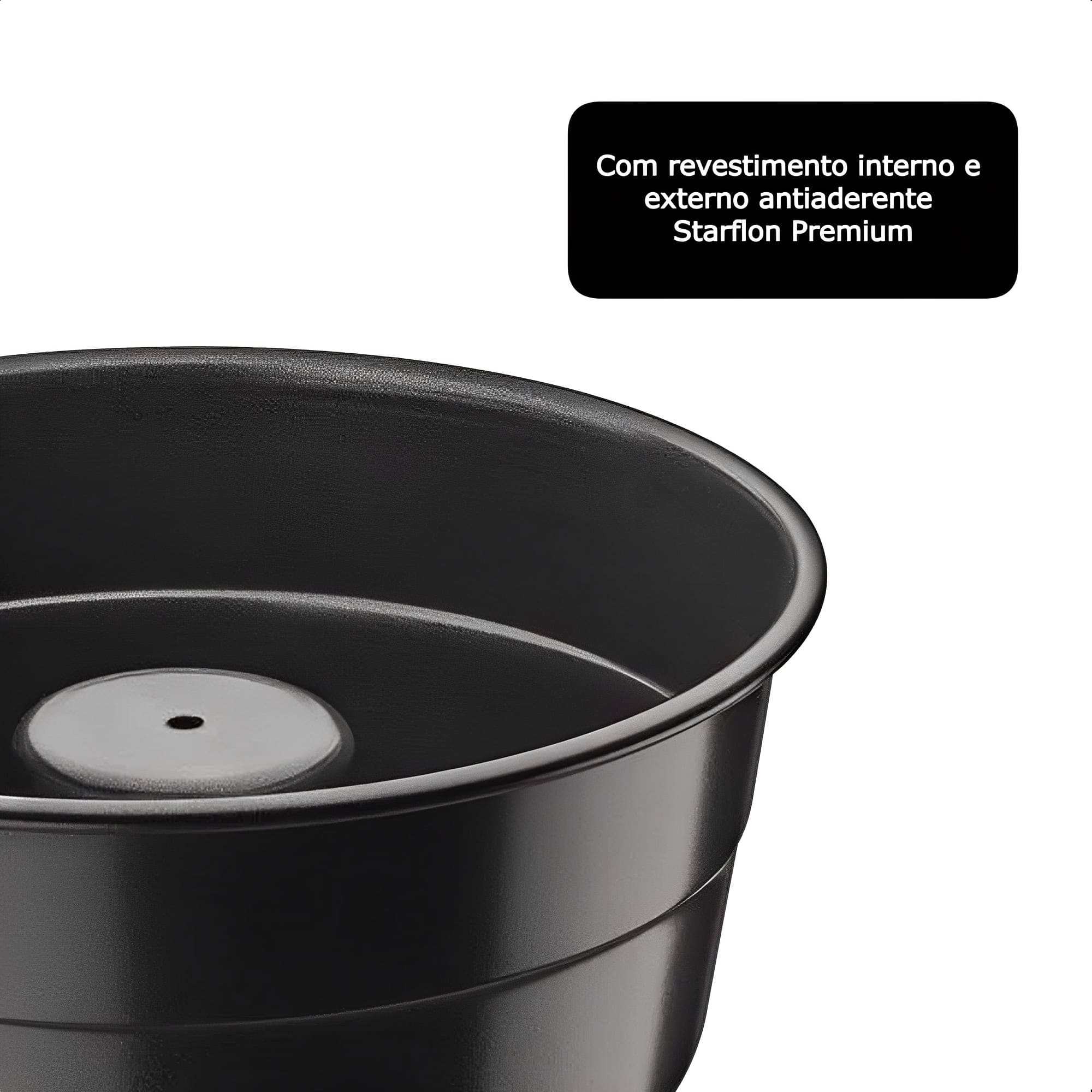 Forma Bolo Pudim em Alumínio Revestimento Antiaderente Premium Preto 1,5L Tramontina 20062020