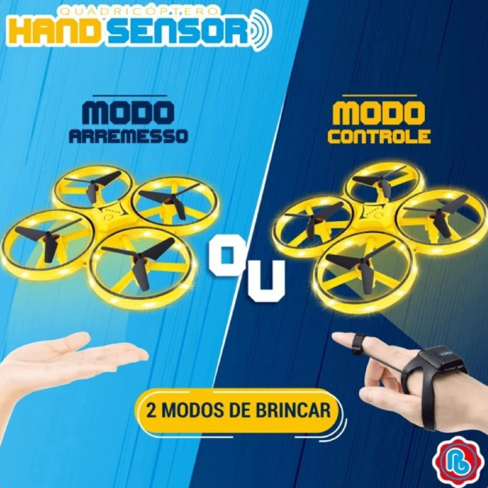 Drone Quadricóptero Brinquedo Infantil Sortido Controle Hand Sensor Giro 360º Polibrinq DN10001