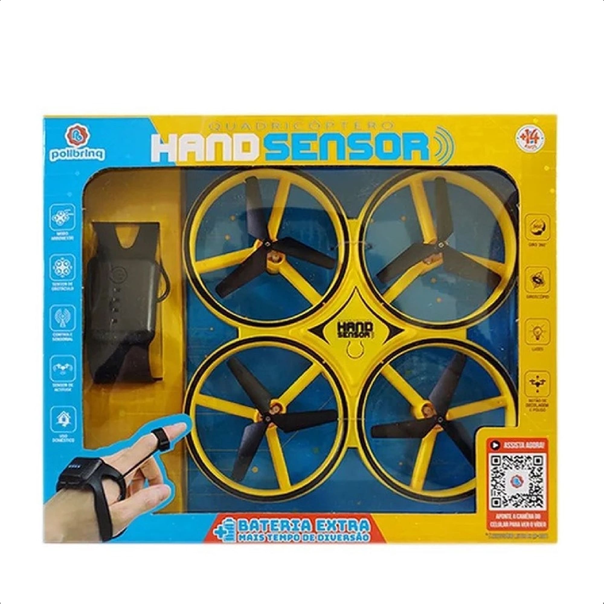 Drone Quadricóptero Brinquedo Infantil Sortido Controle Hand Sensor Giro 360º Polibrinq DN10001