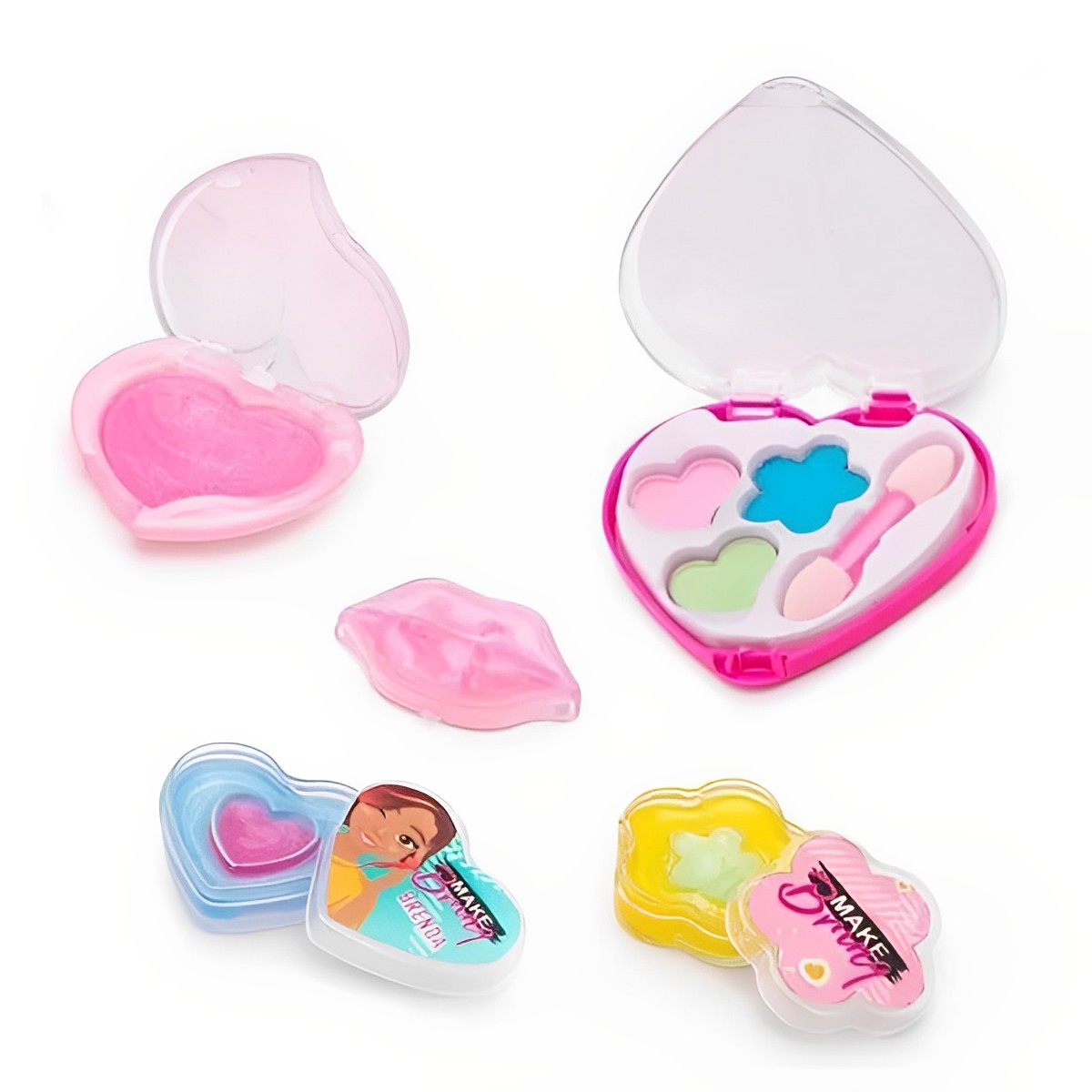 Bolsa Kit de Maquiagem Infantil Brincando de se Maquiar Gloss, Batom, Esmalte, Pincel, Presilhas Rosa Polibrinq - MK03