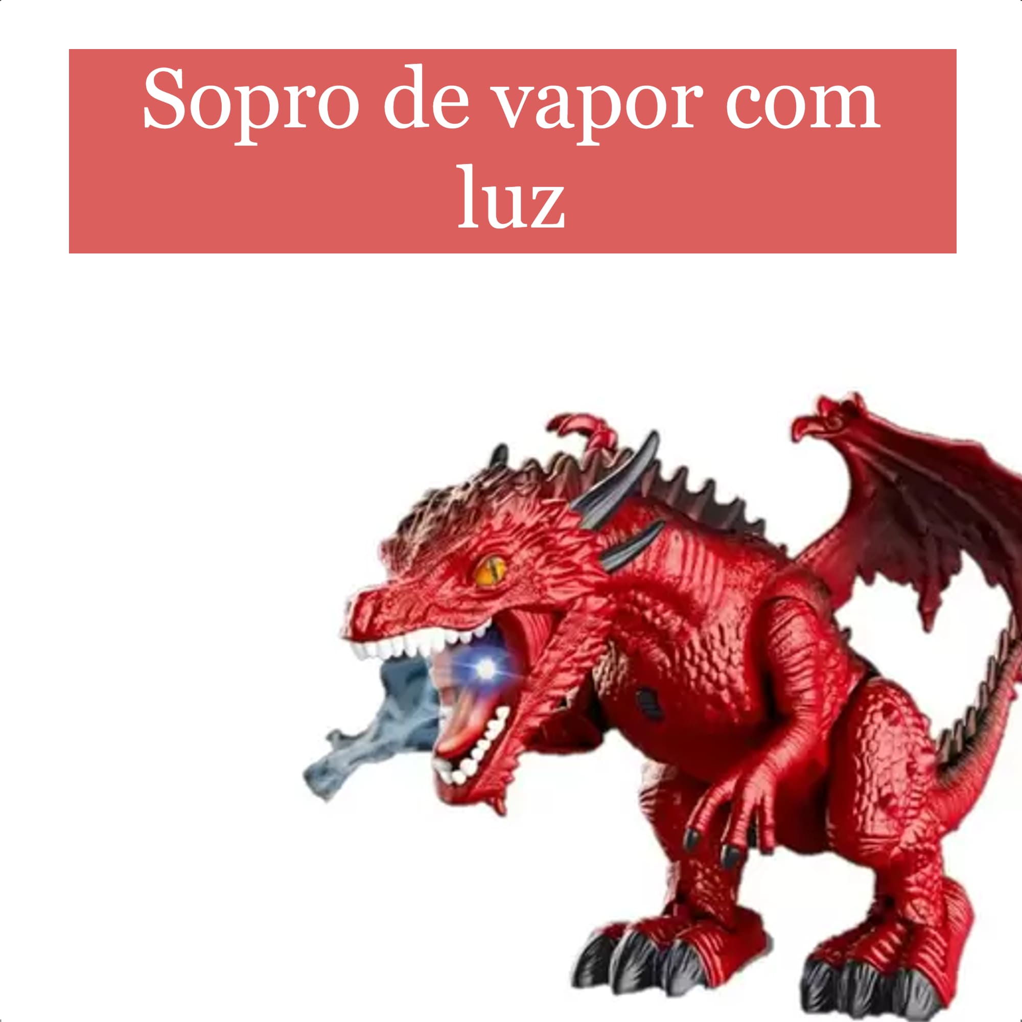 Brinquedo RC Dragão De Fogo Controle Remoto Sopro De Vapor Com Luz +De 4 Anos Polibrinq - DG052