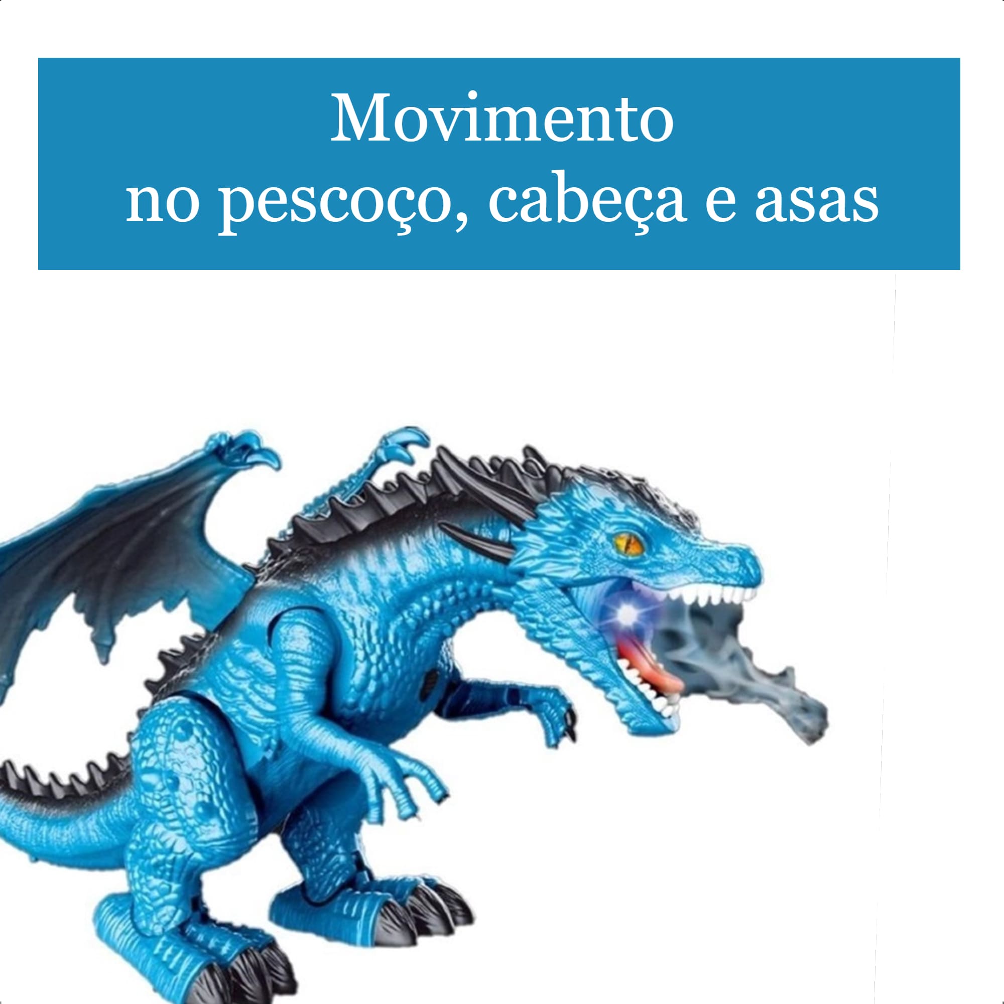 Brinquedo Dragão de Gelo com Controle Remoto Emite Sons Sopro de Vapor +4 Anos Polibrinq - DG053
