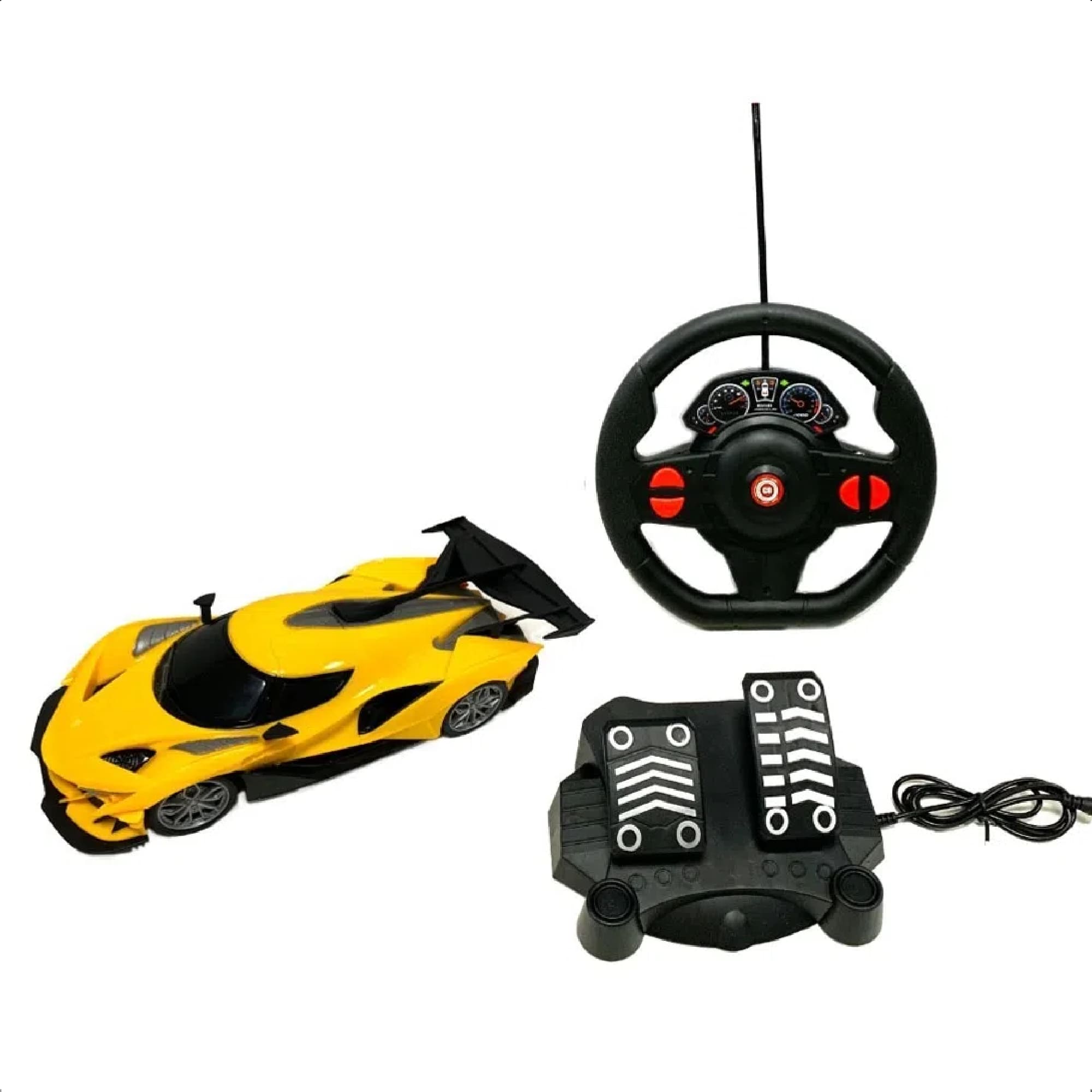Brinquedo Carrinho de Controle Remoto Amarelo com Led Racing Control Thunder Multikids - BR1645