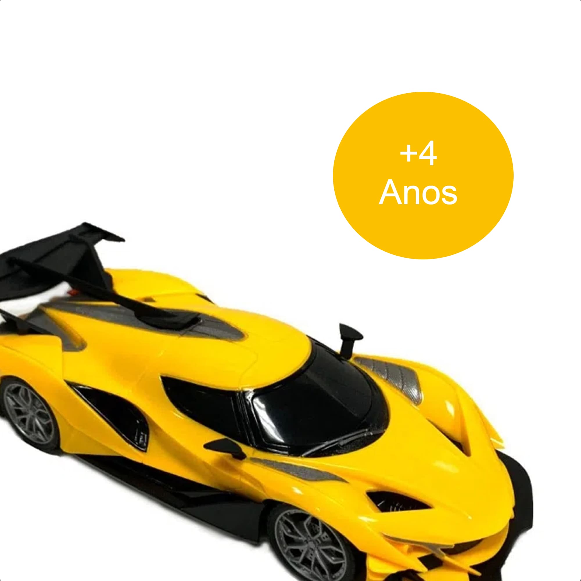Brinquedo Carrinho de Controle Remoto Amarelo com Led Racing Control Thunder Multikids - BR1645