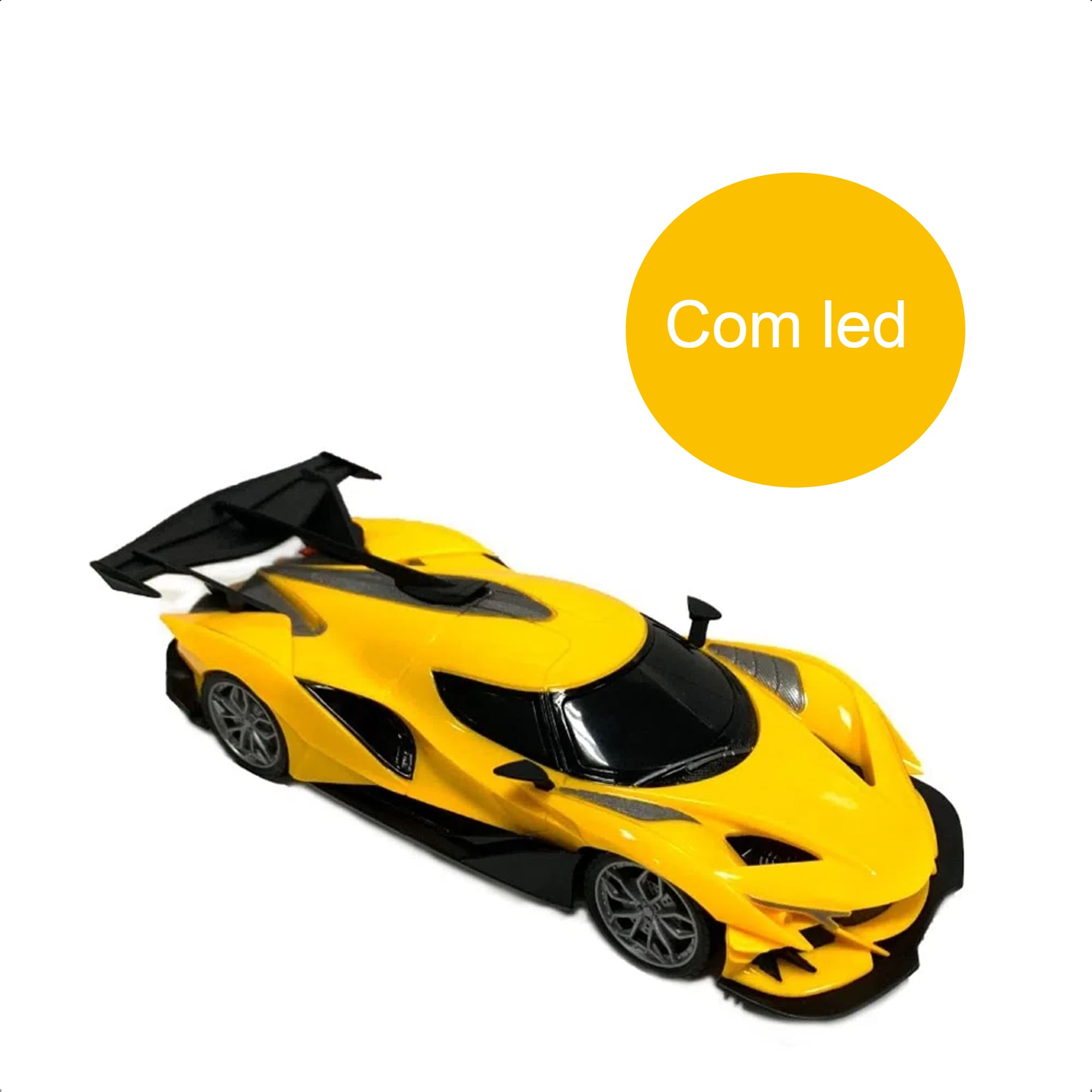 Brinquedo Carrinho de Controle Remoto Amarelo com Led Racing Control Thunder Multikids - BR1645