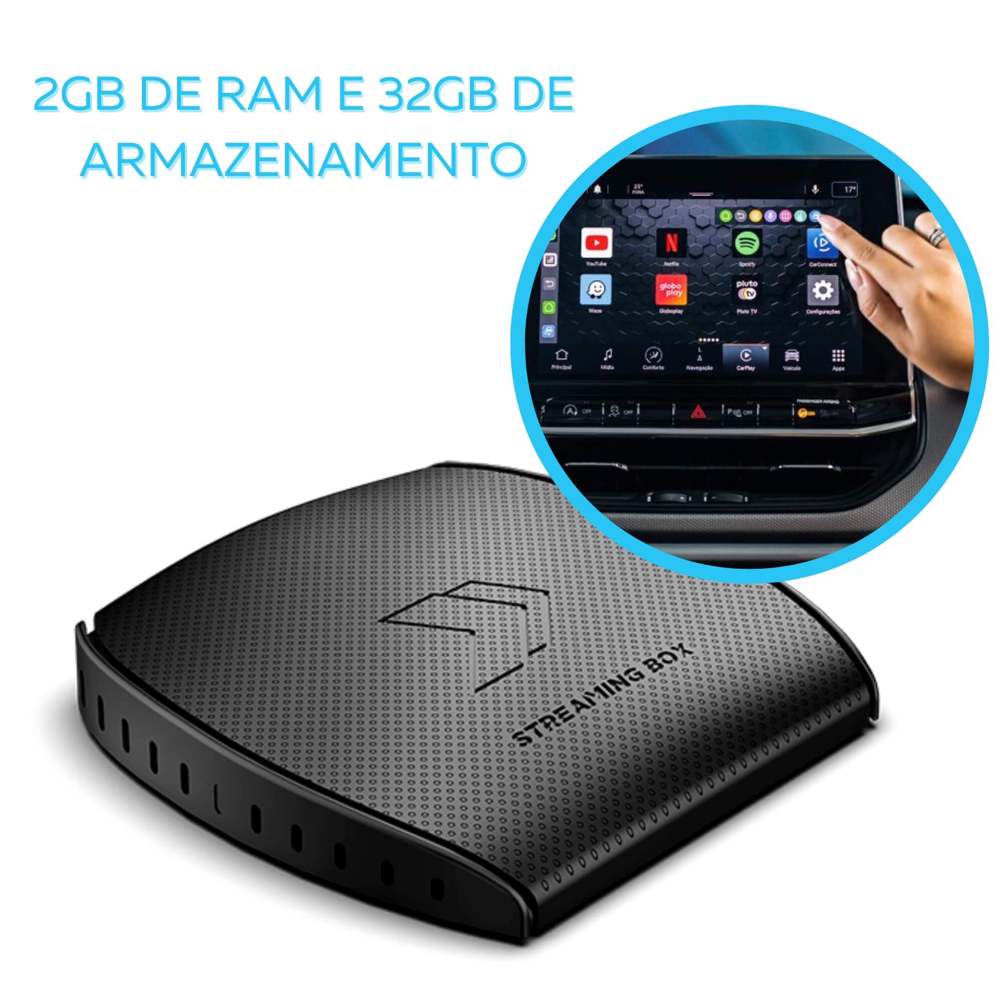 Streaming Box S Faaftech Android/Carplay Plug & Play, 2GB RAM, Bluetooth, 32GB, WI-FI,- 3818