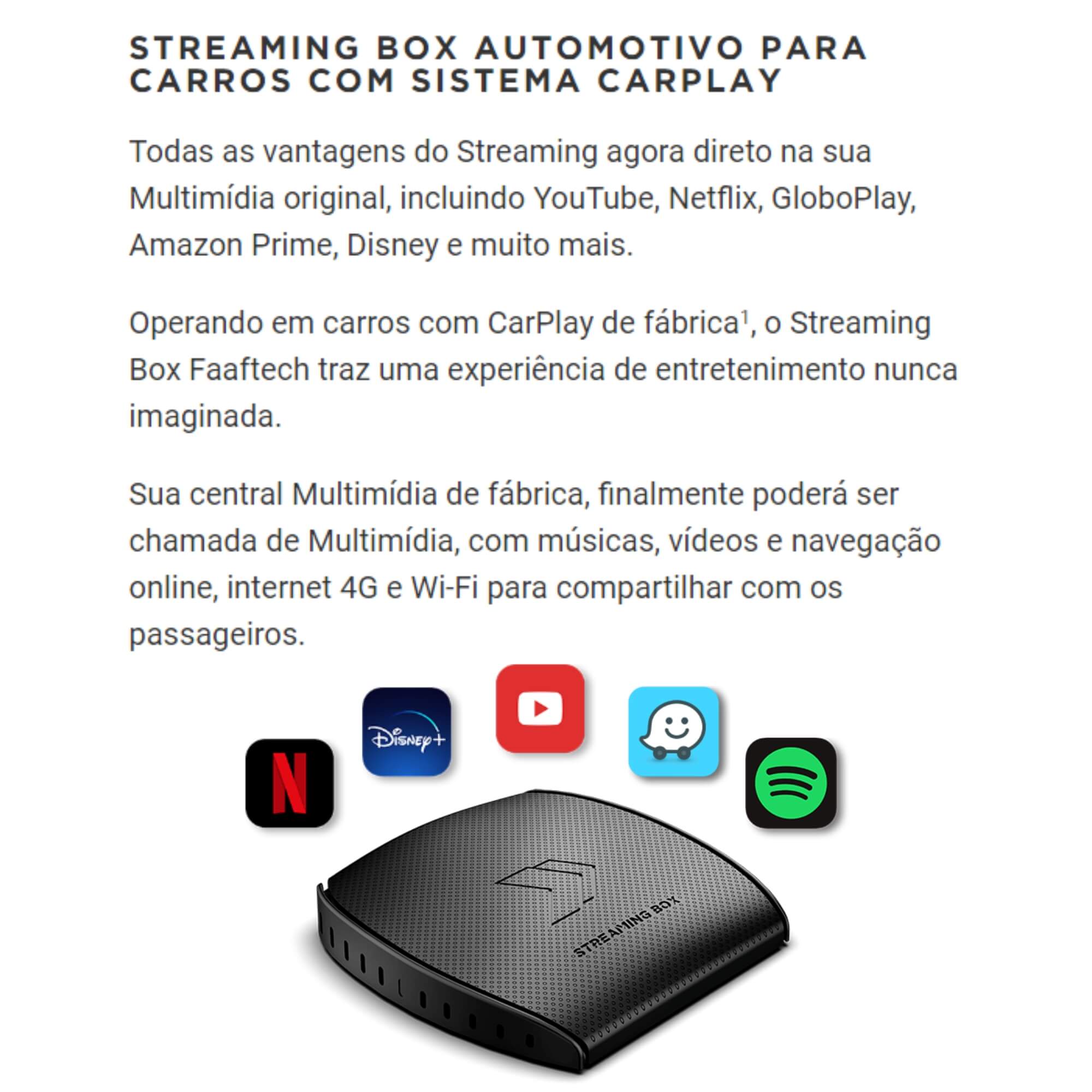 Streaming Box S Faaftech Android/Carplay Plug & Play, 2GB RAM, Bluetooth, 32GB, WI-FI,- 3818