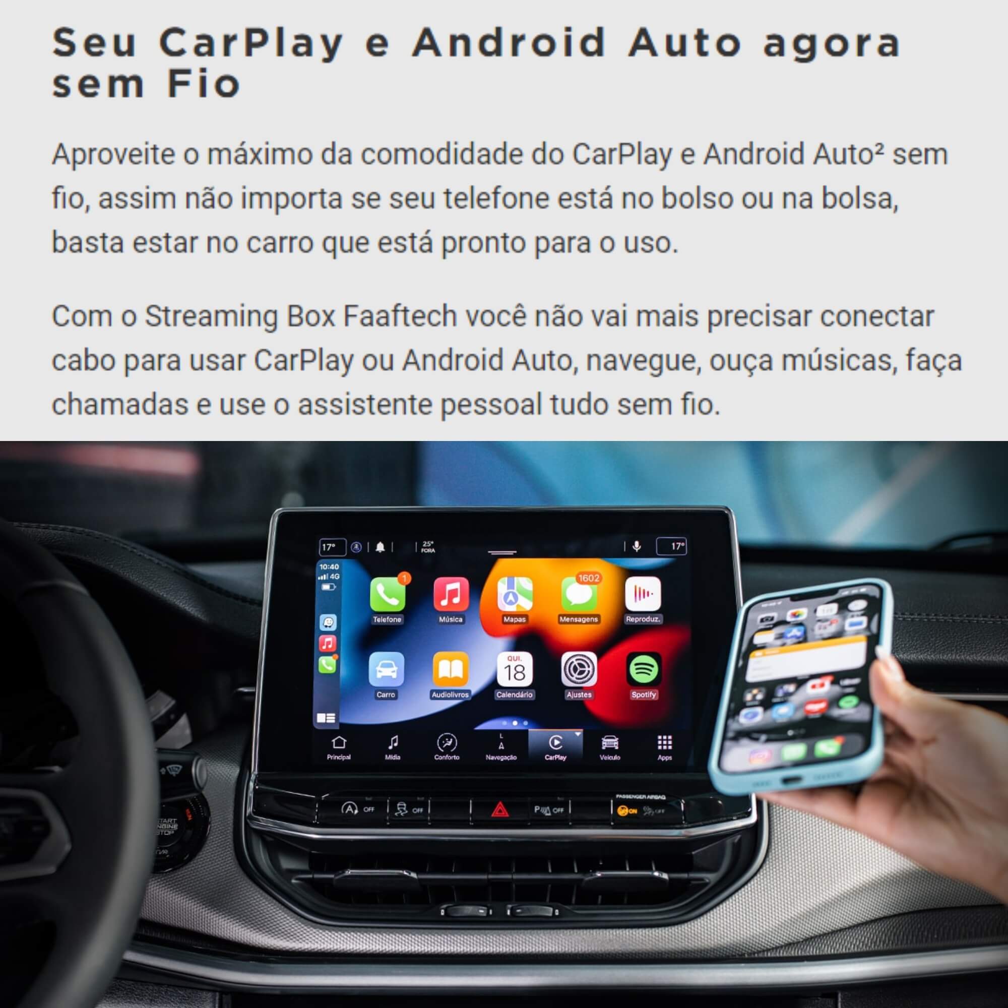Streaming Box S Faaftech Android/Carplay Plug & Play, 2GB RAM, Bluetooth, 32GB, WI-FI,- 3818