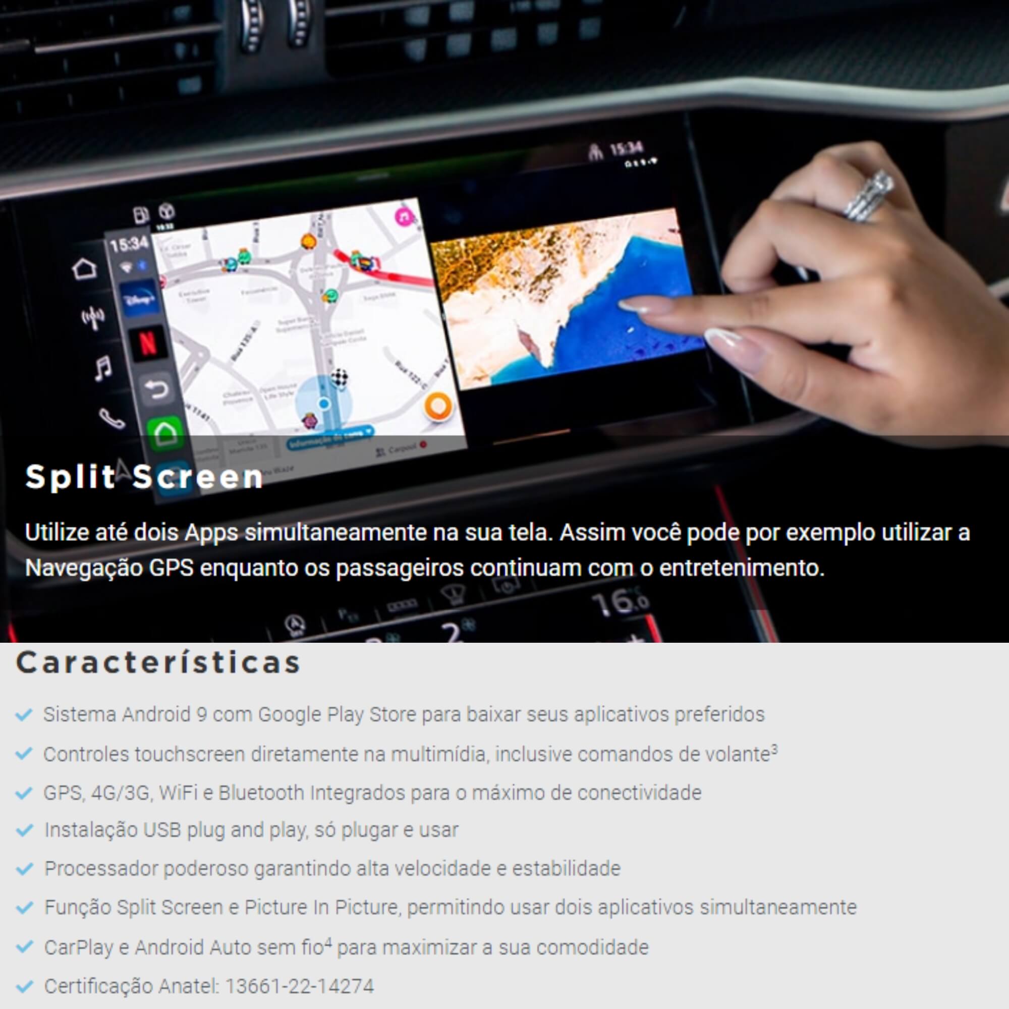 Streaming Box S Faaftech Android/Carplay Plug & Play, 2GB RAM, Bluetooth, 32GB, WI-FI,- 3818