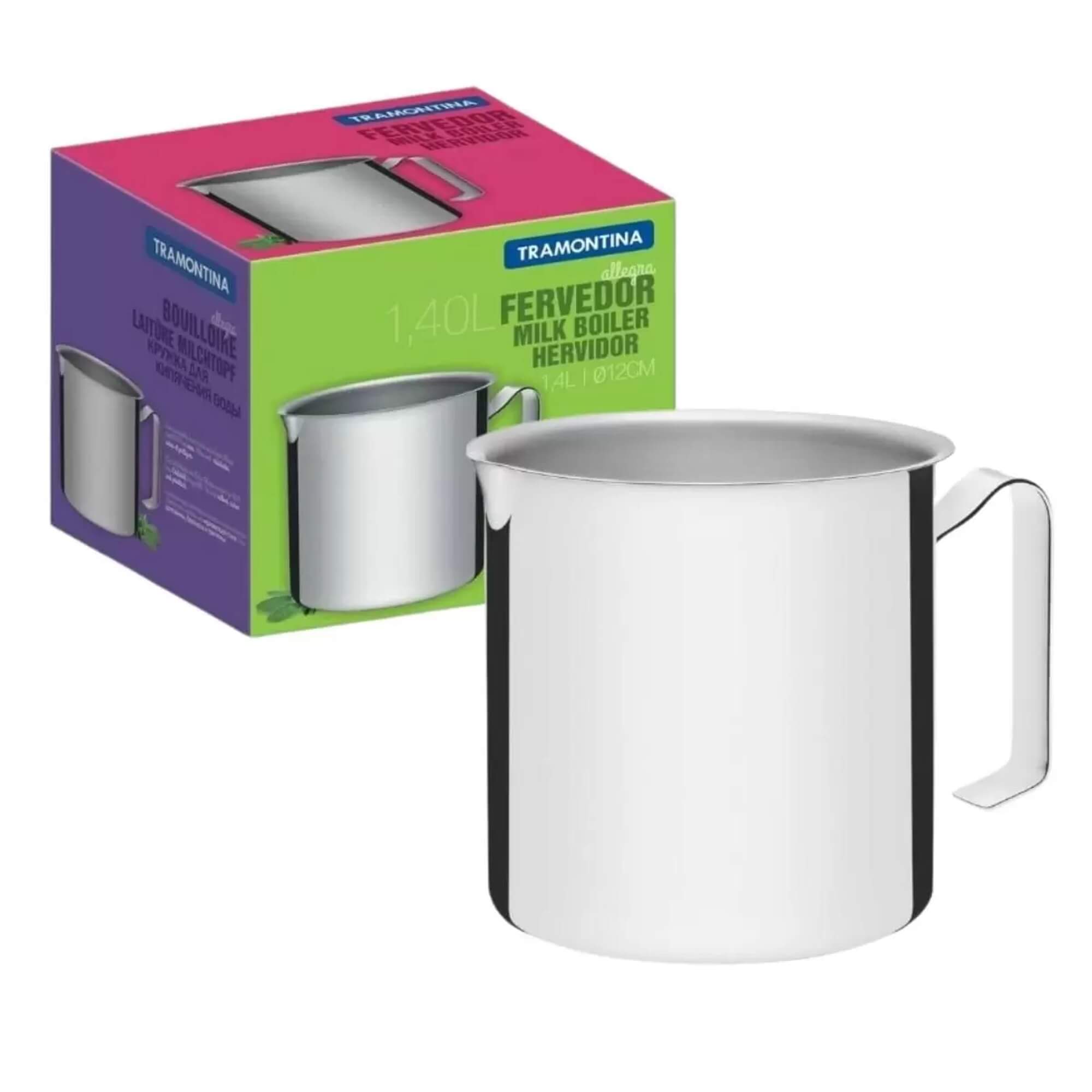 Fervedor 1,4L Allegra em Aço Inox 12cm Caneco Leiteira Cozinha Alto Brilho Tramontina - 62664121