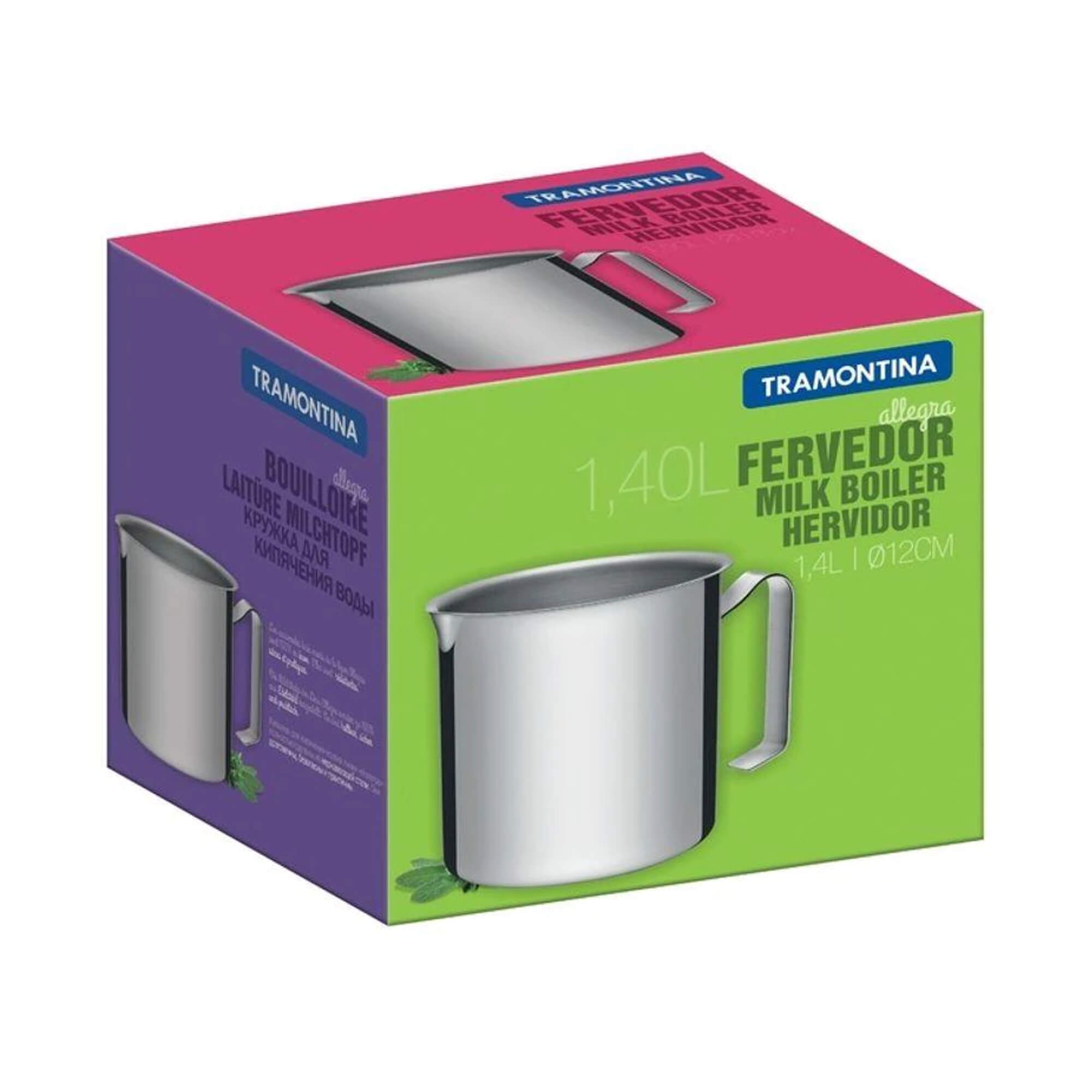 Fervedor 1,4L Allegra em Aço Inox 12cm Caneco Leiteira Cozinha Alto Brilho Tramontina - 62664121
