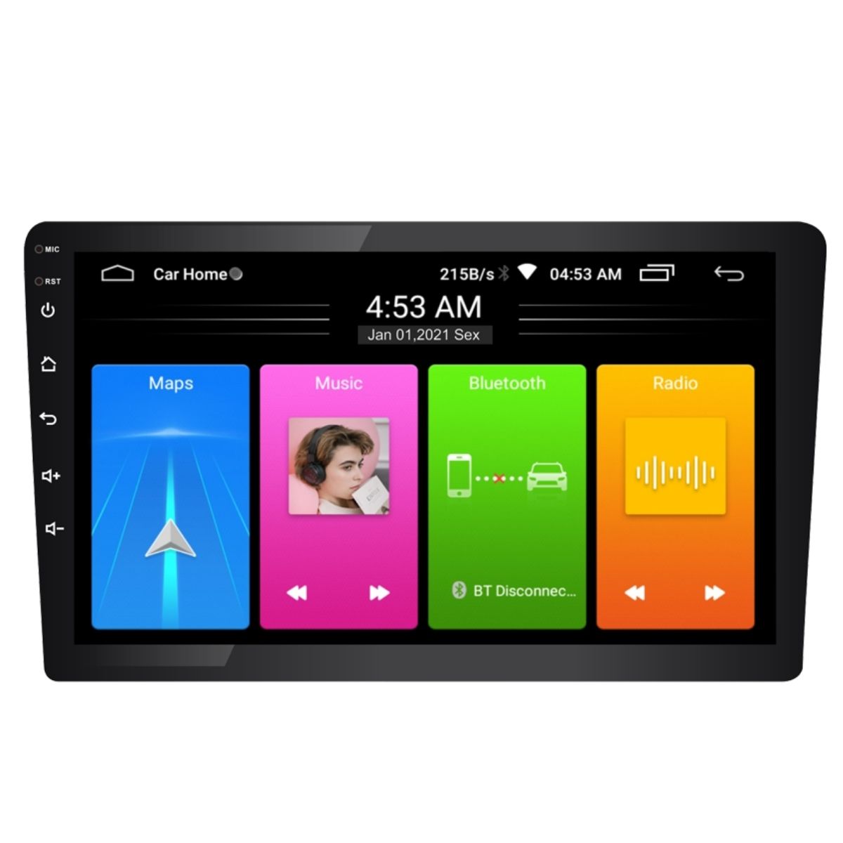 COMP Kit Central Multimídia 9 Pol Android 10.1 Full Touch Quad Core Moldura HRV 2015 a 2020 + Interface + Chicotes