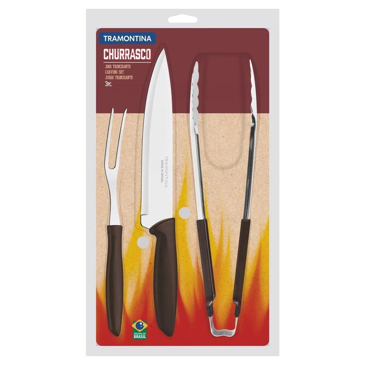 Kit Churrasco Tramontina Plenus Lâminas em Aço Inox Cabos de Polipropileno 3 Peças - 23498449