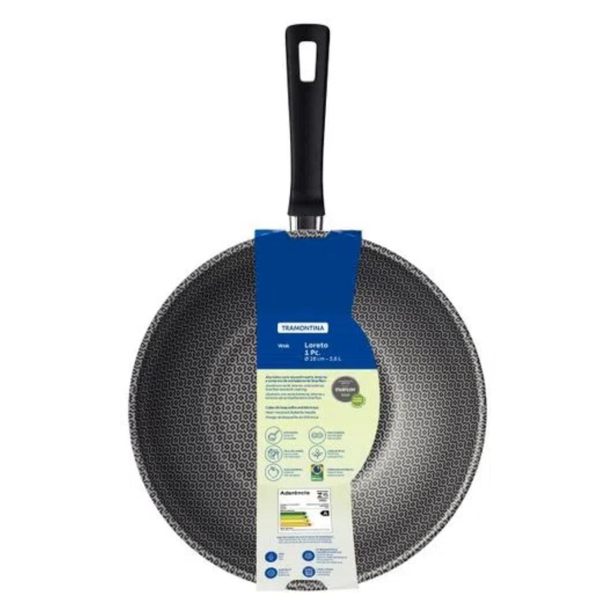 Panela Wok 28cm 3,6L Loreto Alumínio Antiaderente Starflon Max Vermelho Tramontina - 20395728