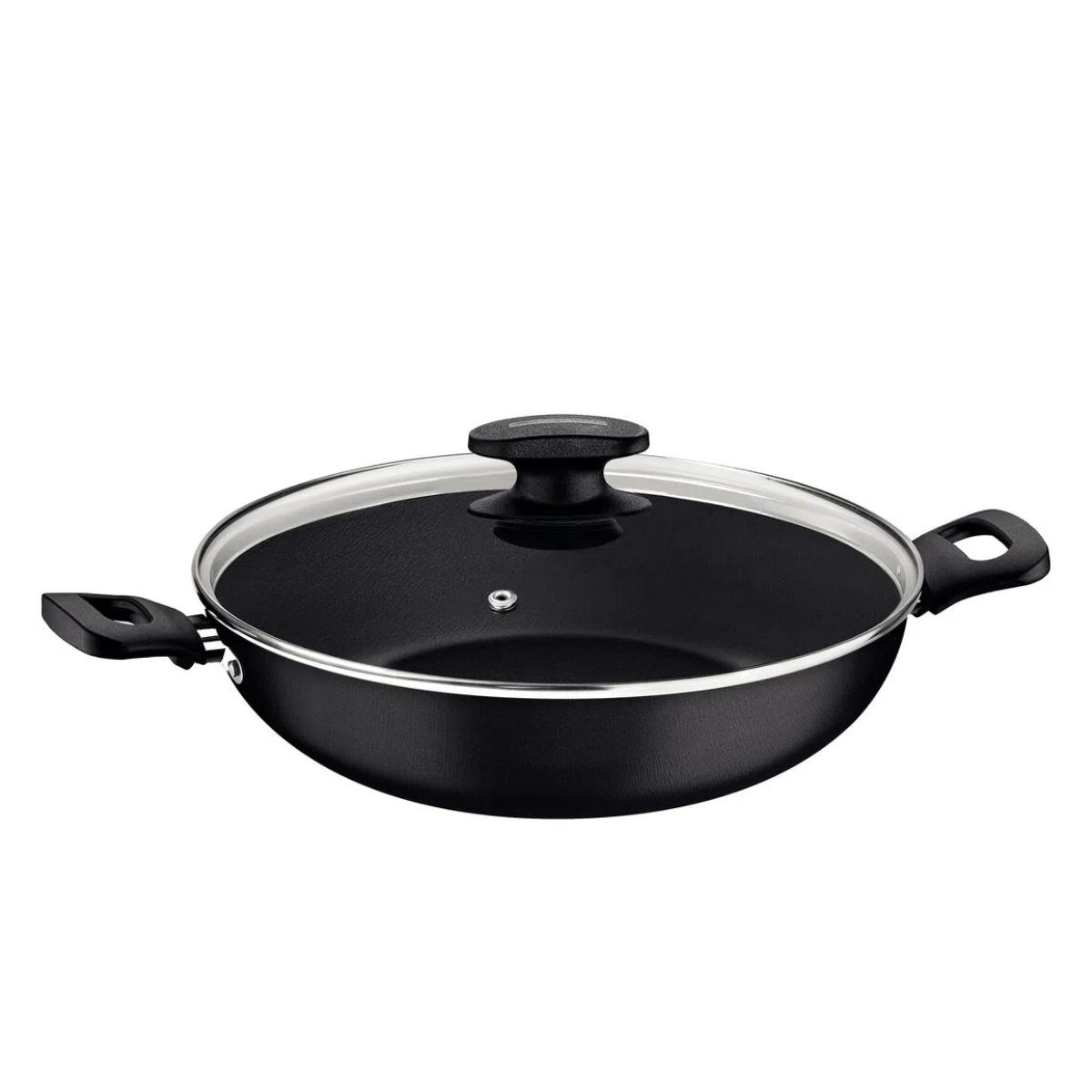 Panela Wok 28cm 3,3L Tramontina Loreto Alumínio Revestimento Antiaderente Starflon Max Grafite