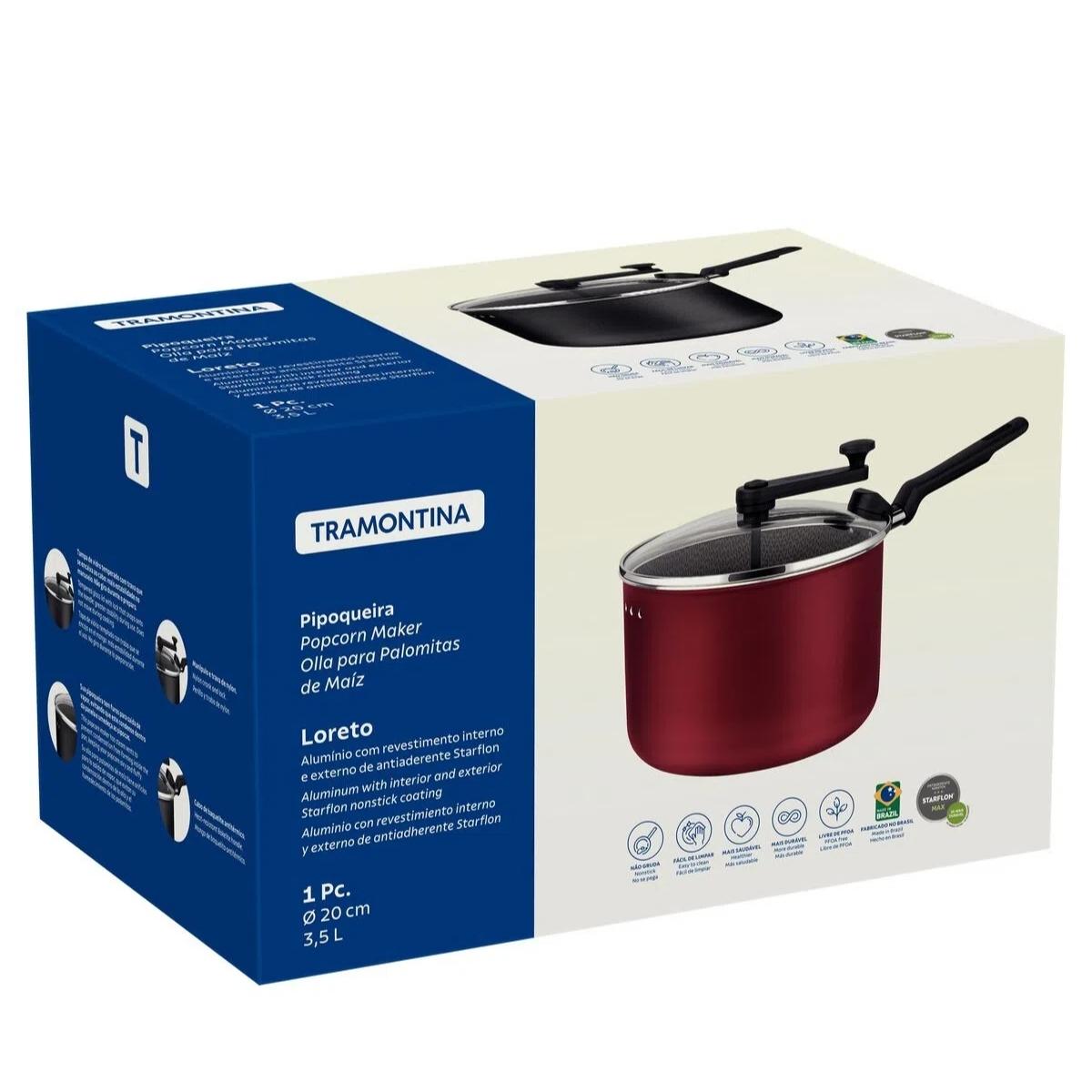 Pipoqueira Tramontina Loreto Alumínio Antiaderente Starflon Max Vermelho 20cm 3,5L 20387720