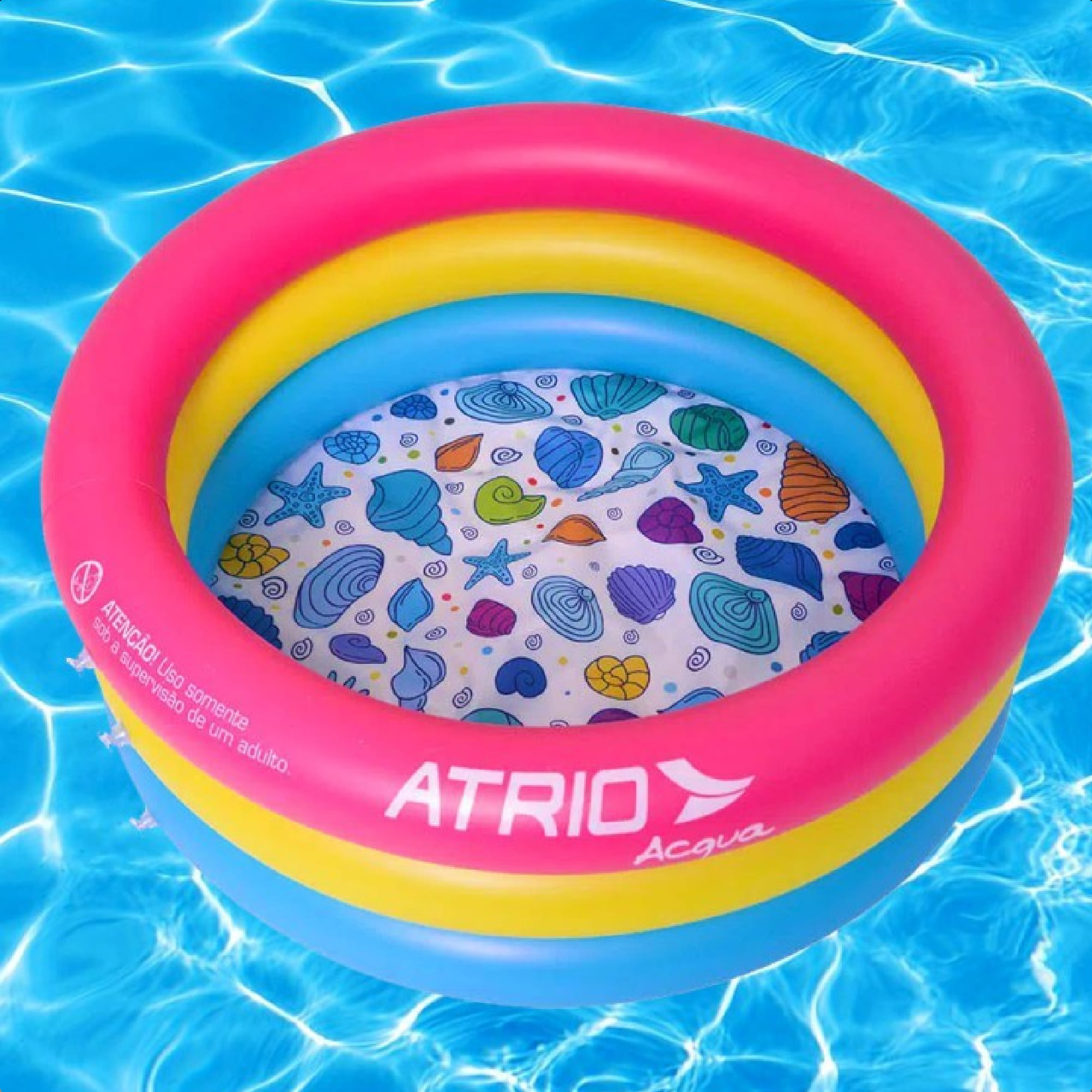 Piscina Inflável Circular PVC P/ Crianças 88L Peso Suporta 20Kg Fácil Montar 3-6 Anos Atrio-ES299