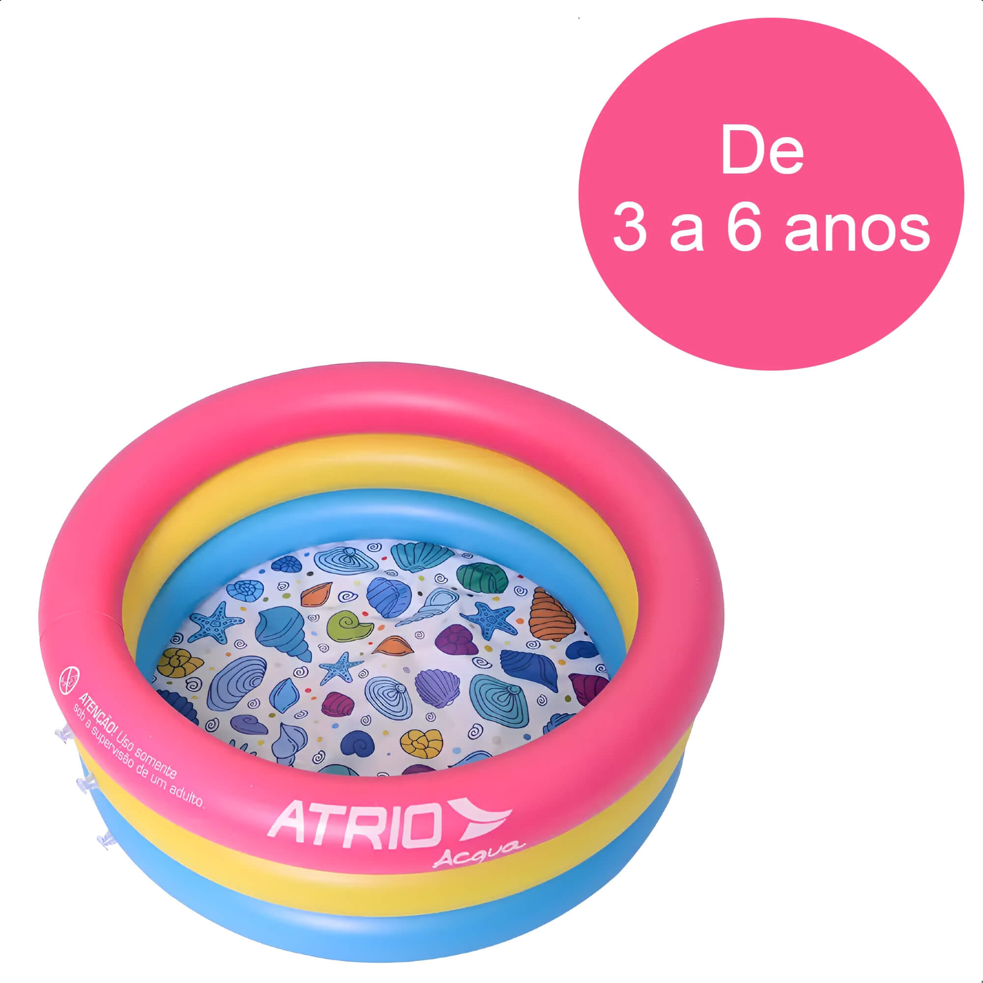 Piscina Inflável Circular PVC P/ Crianças 88L Peso Suporta 20Kg Fácil Montar 3-6 Anos Atrio-ES299