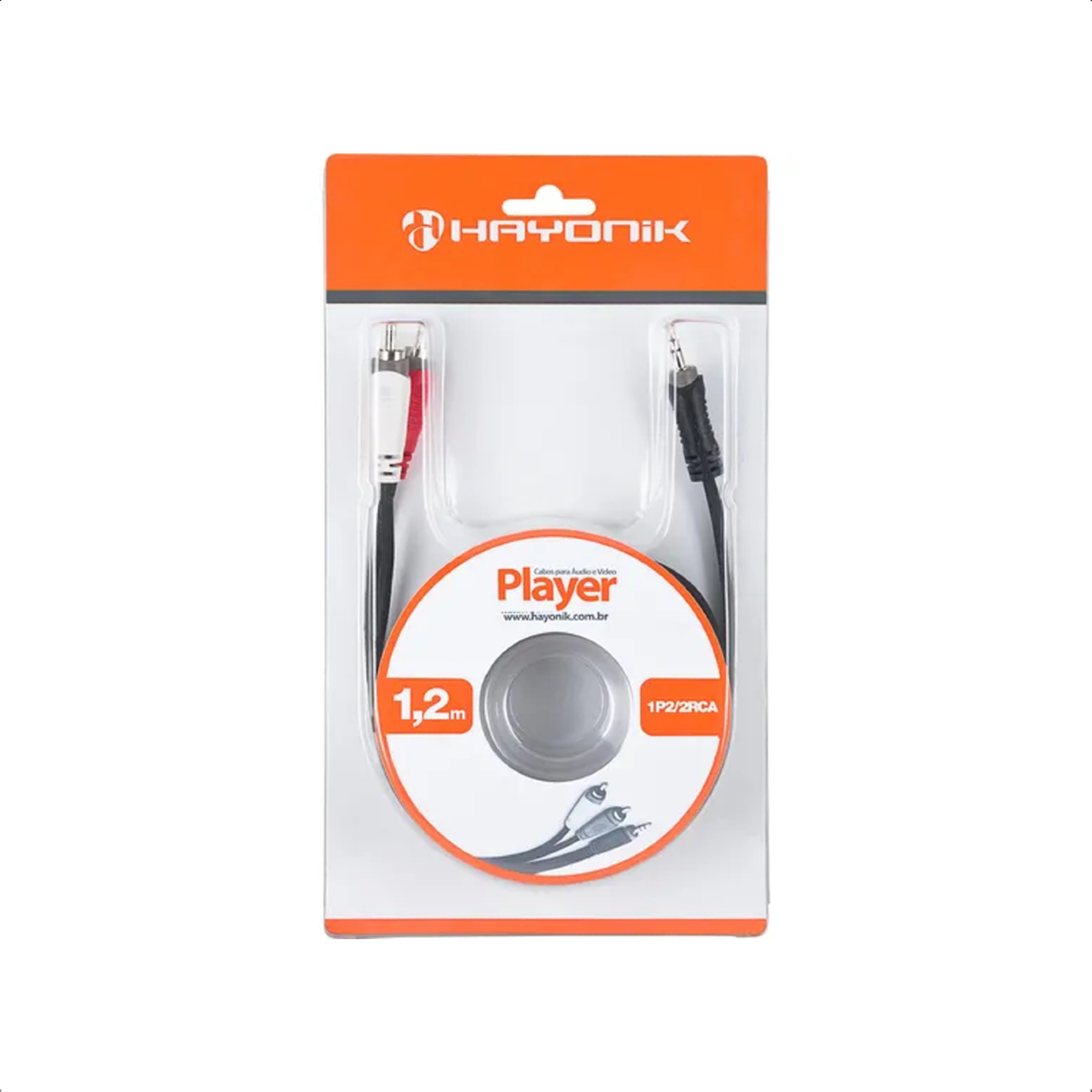 Cabo de Áudio Linha Player P2 x RCA2 1,2 Metros Preto HAYONIK - 0000051221