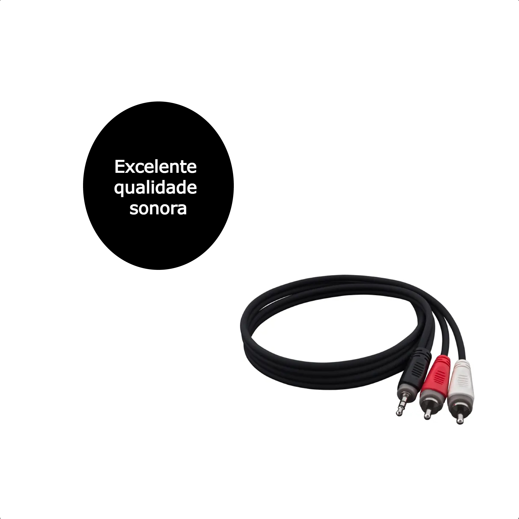 Cabo de Áudio Linha Player P2 x RCA2 1,2 Metros Preto HAYONIK - 0000051221