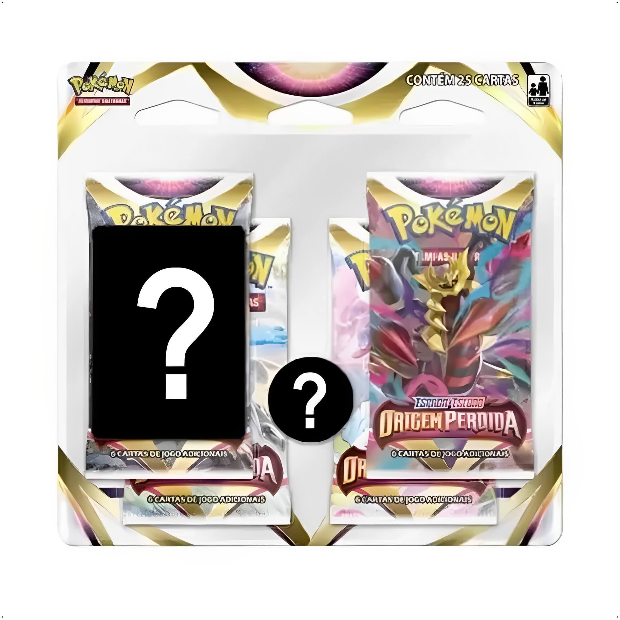 Pokemon TCG 4 Pacotes de Cartas Blister + Carta Especial Origem Perdida Com 25 Cartas Copag - 31666