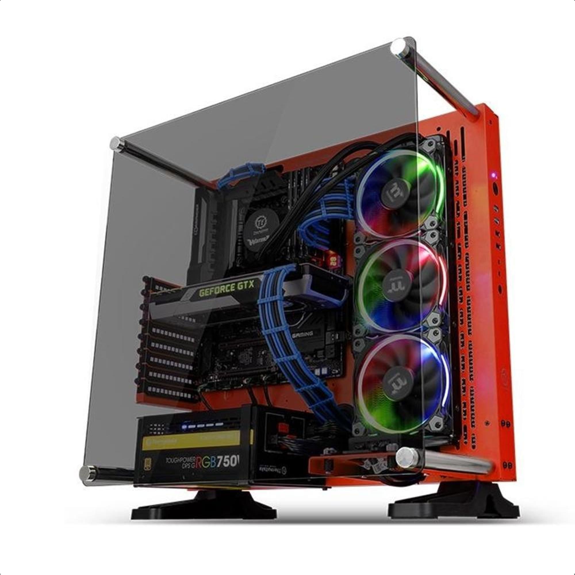 Gabinete Thermaltake Vermelho Com Vidro 5mm Core P3 TG Torre Média USB SPCC -CA1G400M3WN03