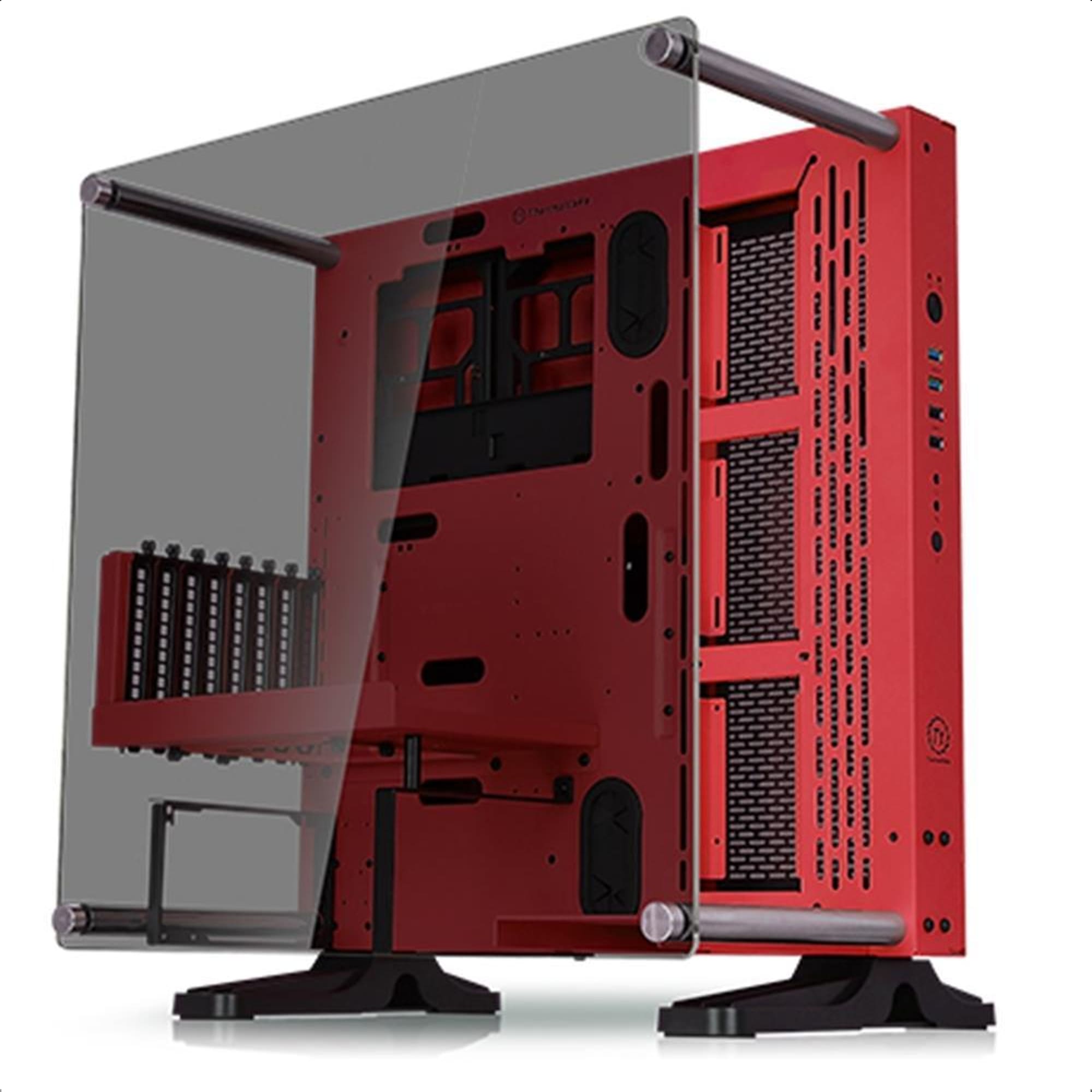 Gabinete Thermaltake Vermelho Com Vidro 5mm Core P3 TG Torre Média USB SPCC -CA1G400M3WN03