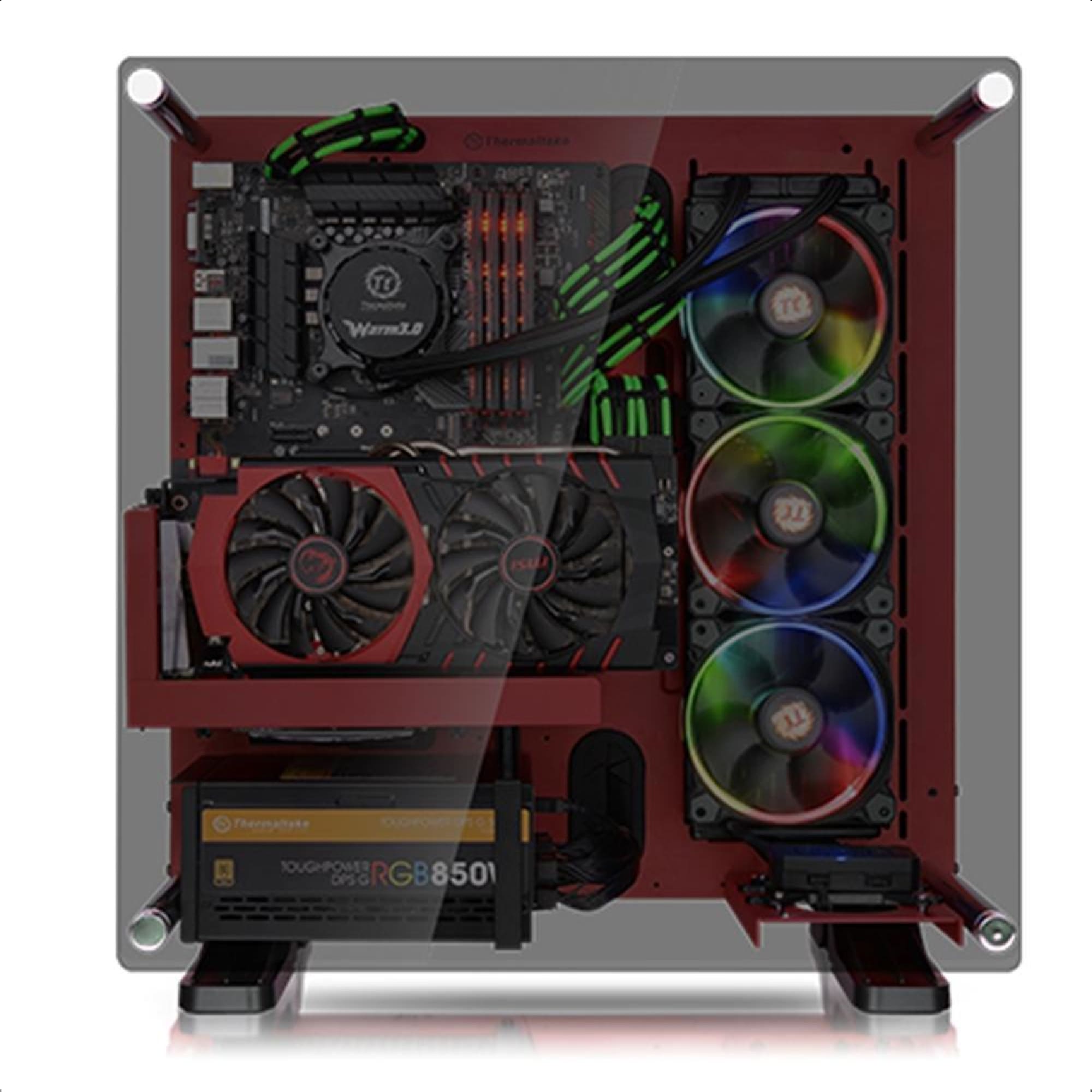 Gabinete Thermaltake Vermelho Com Vidro 5mm Core P3 TG Torre Média USB SPCC -CA1G400M3WN03