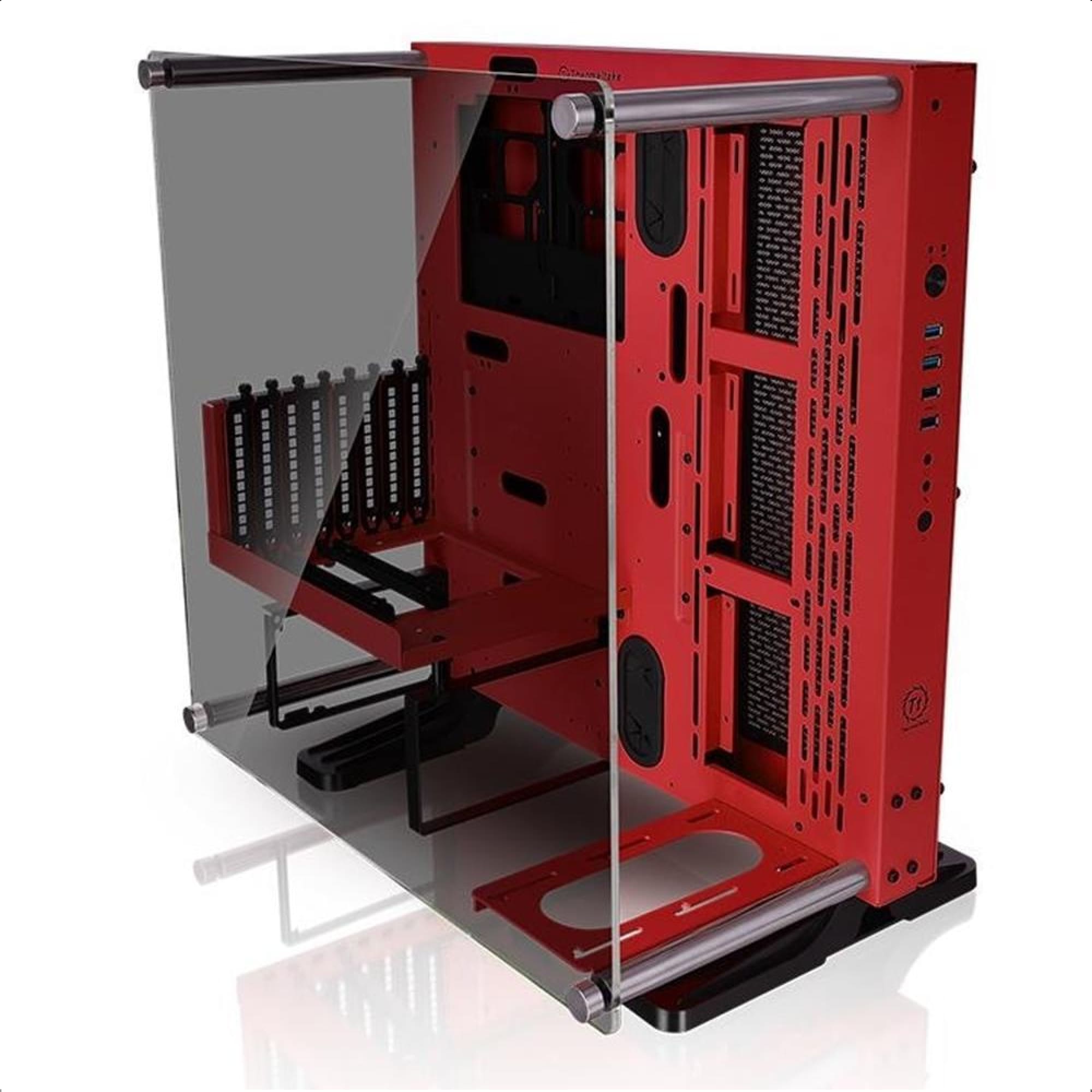 Gabinete Thermaltake Vermelho Com Vidro 5mm Core P3 TG Torre Média USB SPCC -CA1G400M3WN03
