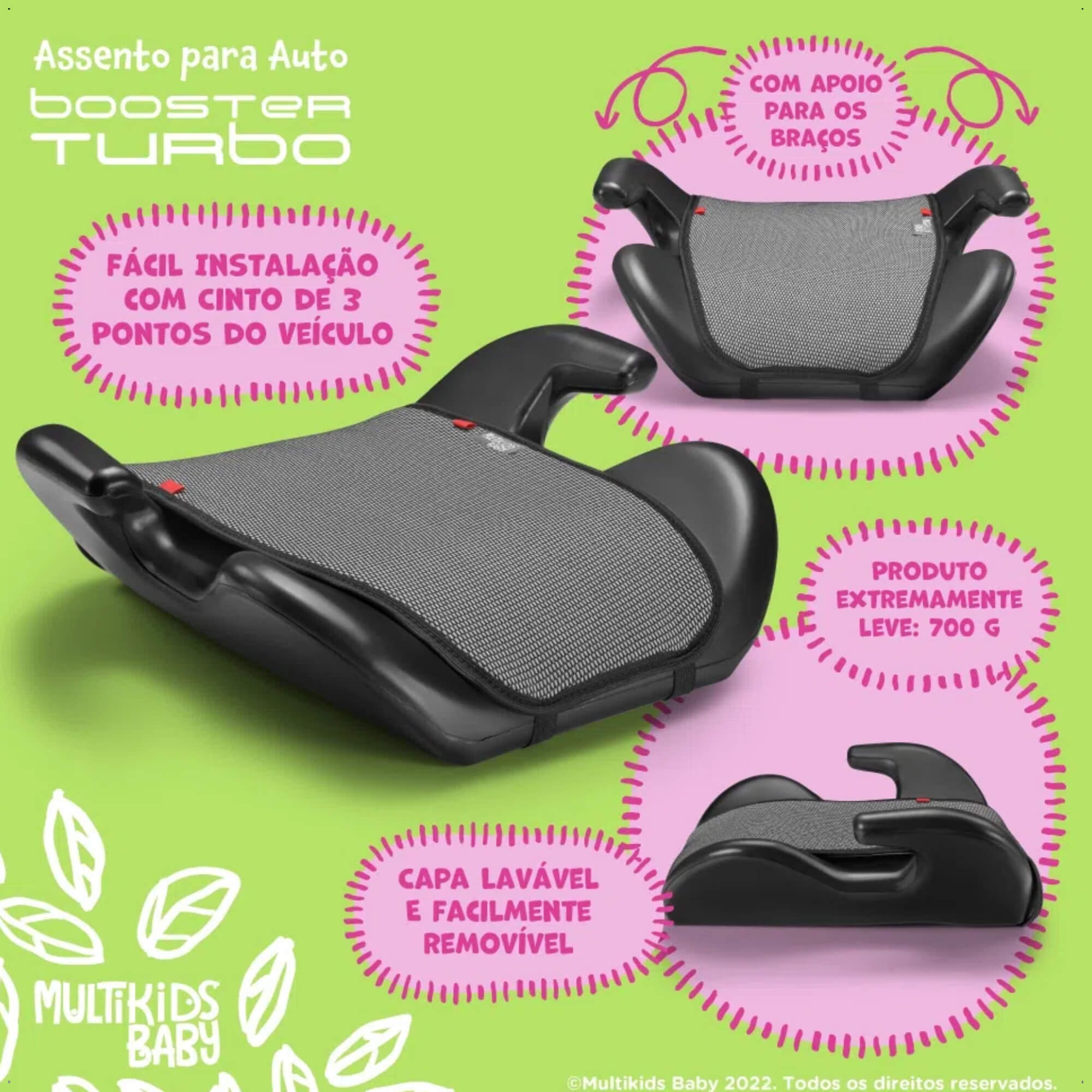 Assento Infantil 15-36kg com Cinto e Apoio Preto/Cinza – Multikids Baby BB381