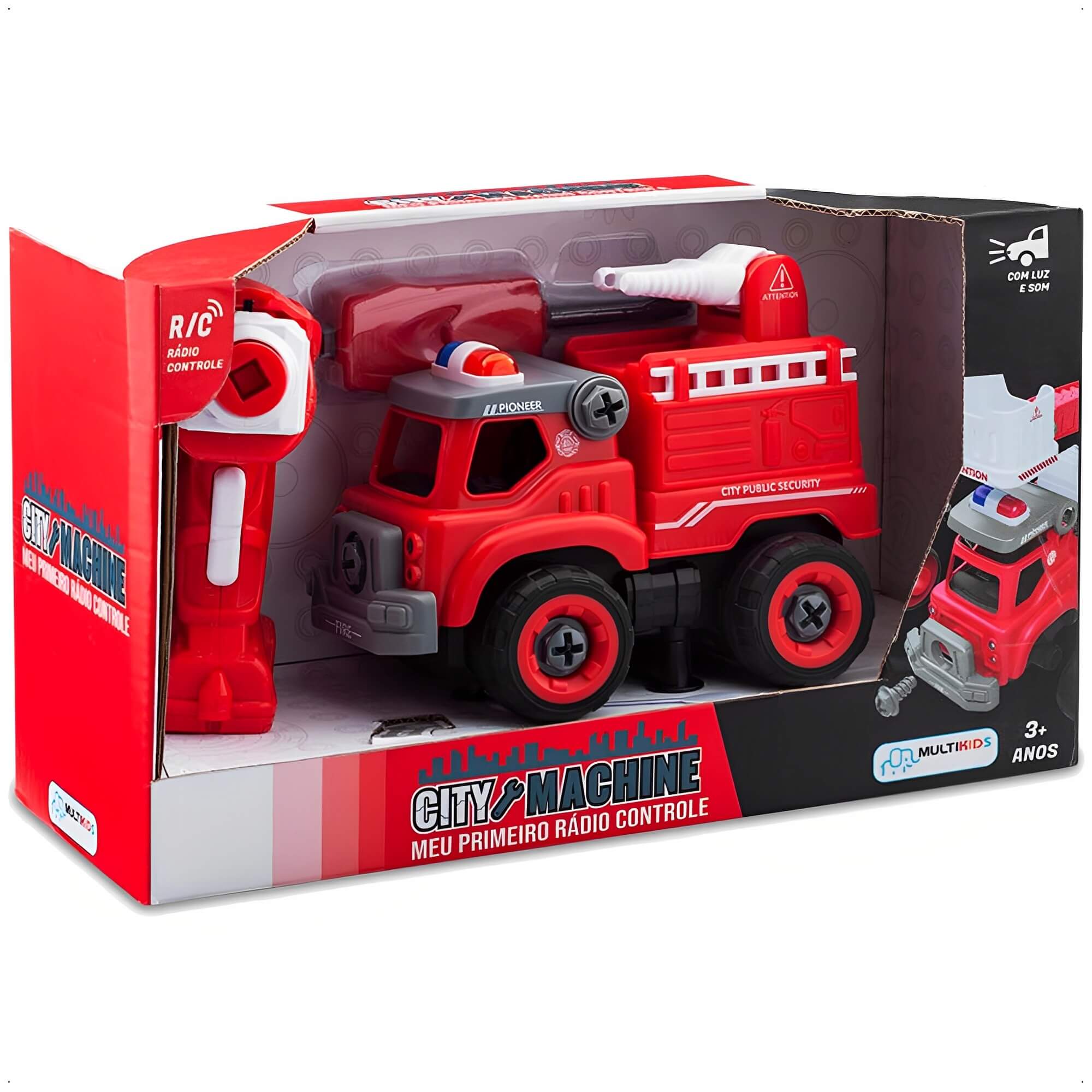 Brinquedo Caminhão De Bombeiros Com Som +3 anos Esguicho City Machine Multikids - BR1085