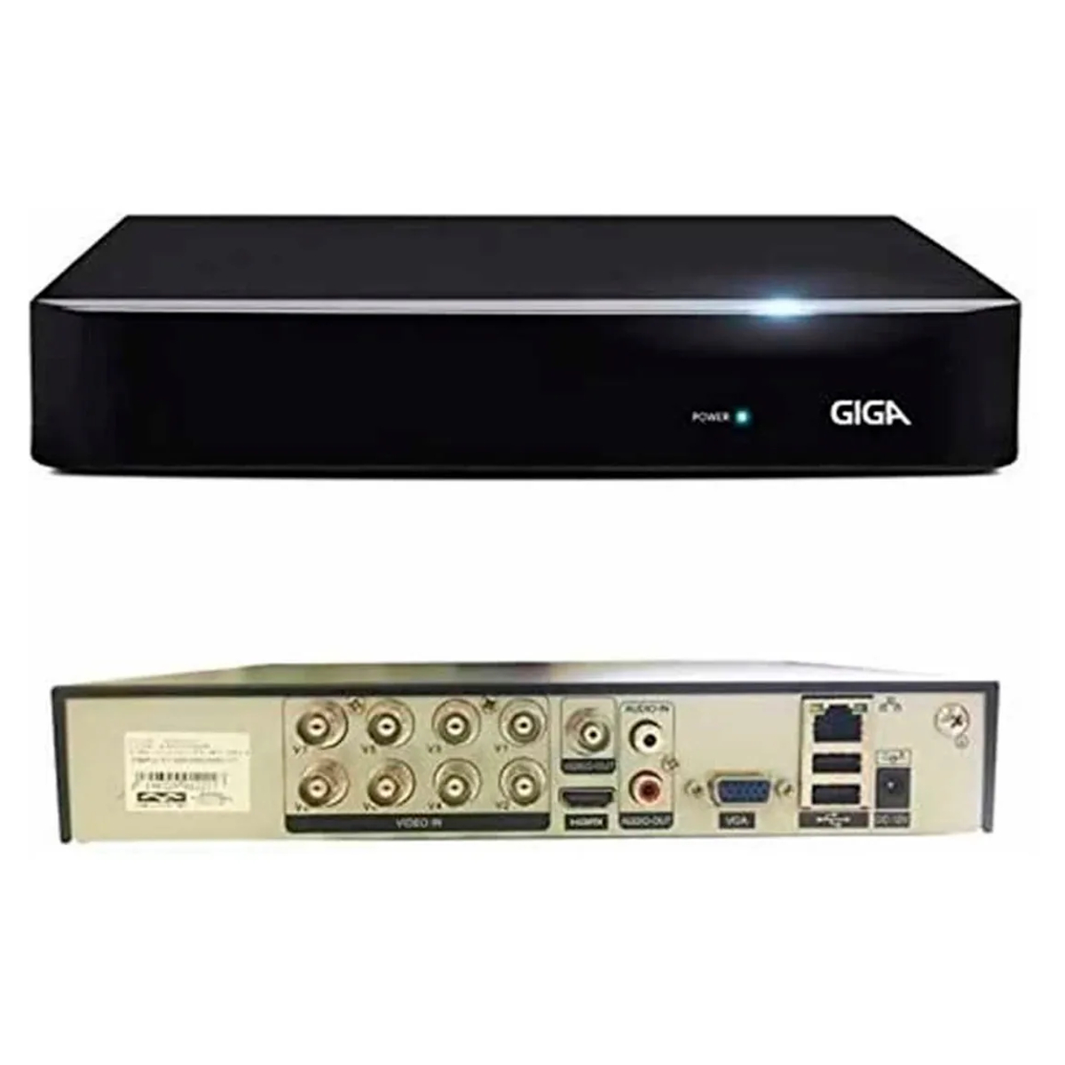 COMP Kit Gravador DVR HVR Giga Serie 8 Canais + HD 1TB Skyhawk + 4 Câmeras Bullet + 4 Câmeras Dome + Fonte Estabilizada