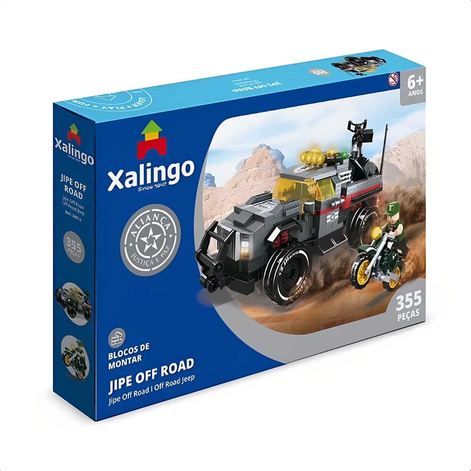 Brinquedo Blocos de Encaixe Aliança Justiça e Paz Jipe Off-Road 355 Peças +6 Anos Xalingo - 28076