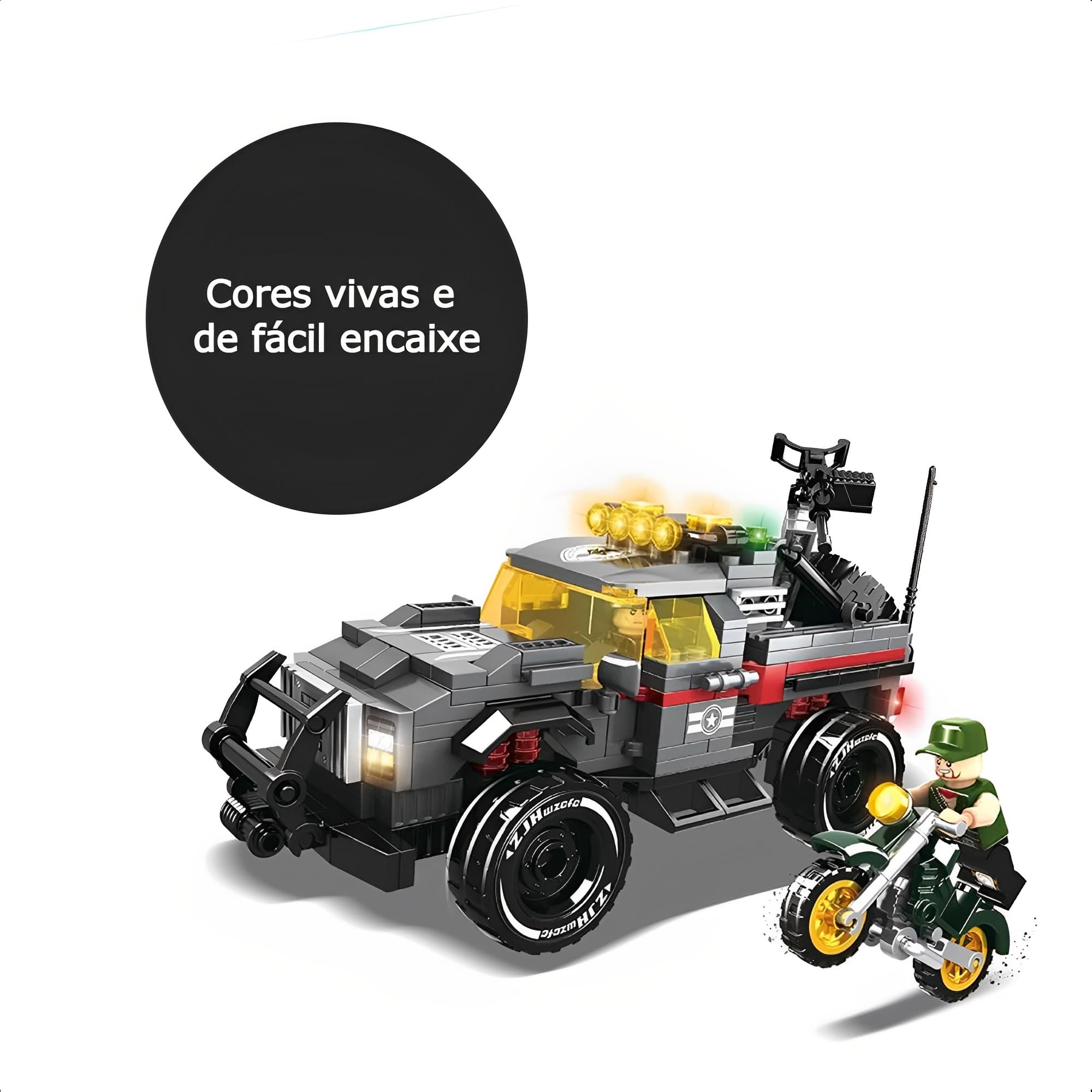 Brinquedo Blocos de Encaixe Aliança Justiça e Paz Jipe Off-Road 355 Peças +6 Anos Xalingo - 28076