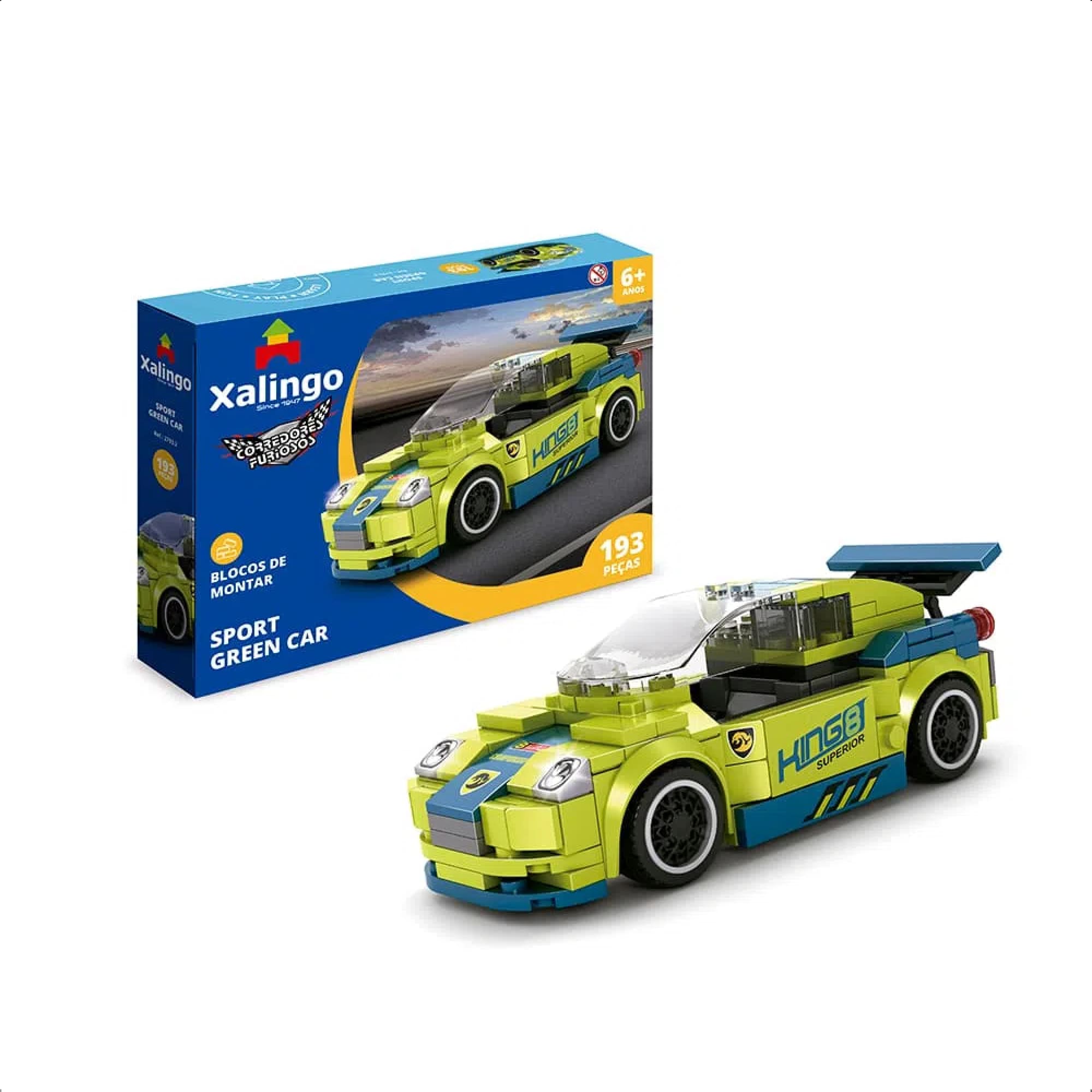 Brinquedo De Encaixe Corredores Furiosos Sport Green Car 193 Peças +6 Anos Xalingo - 27932