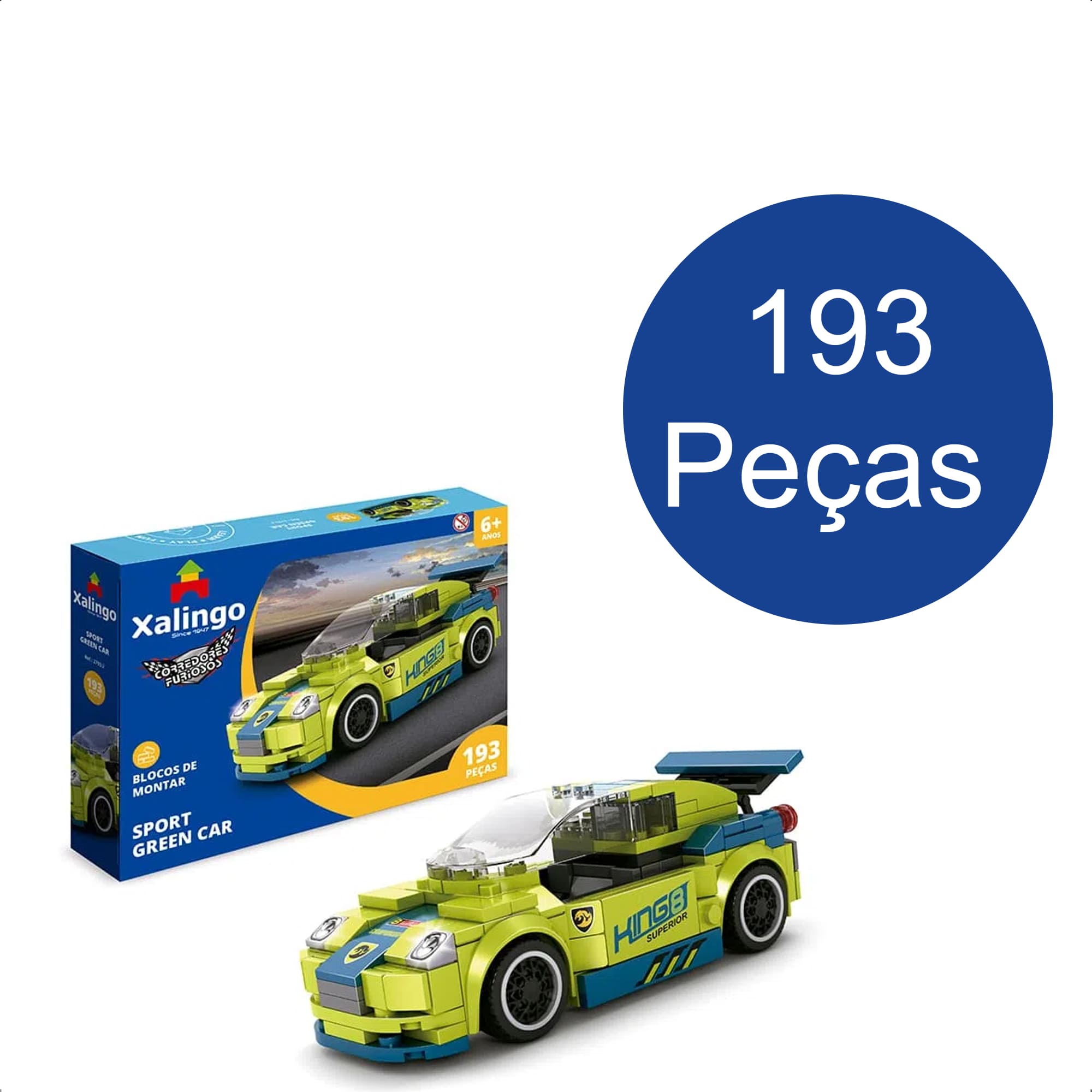 Brinquedo De Encaixe Corredores Furiosos Sport Green Car 193 Peças +6 Anos Xalingo - 27932