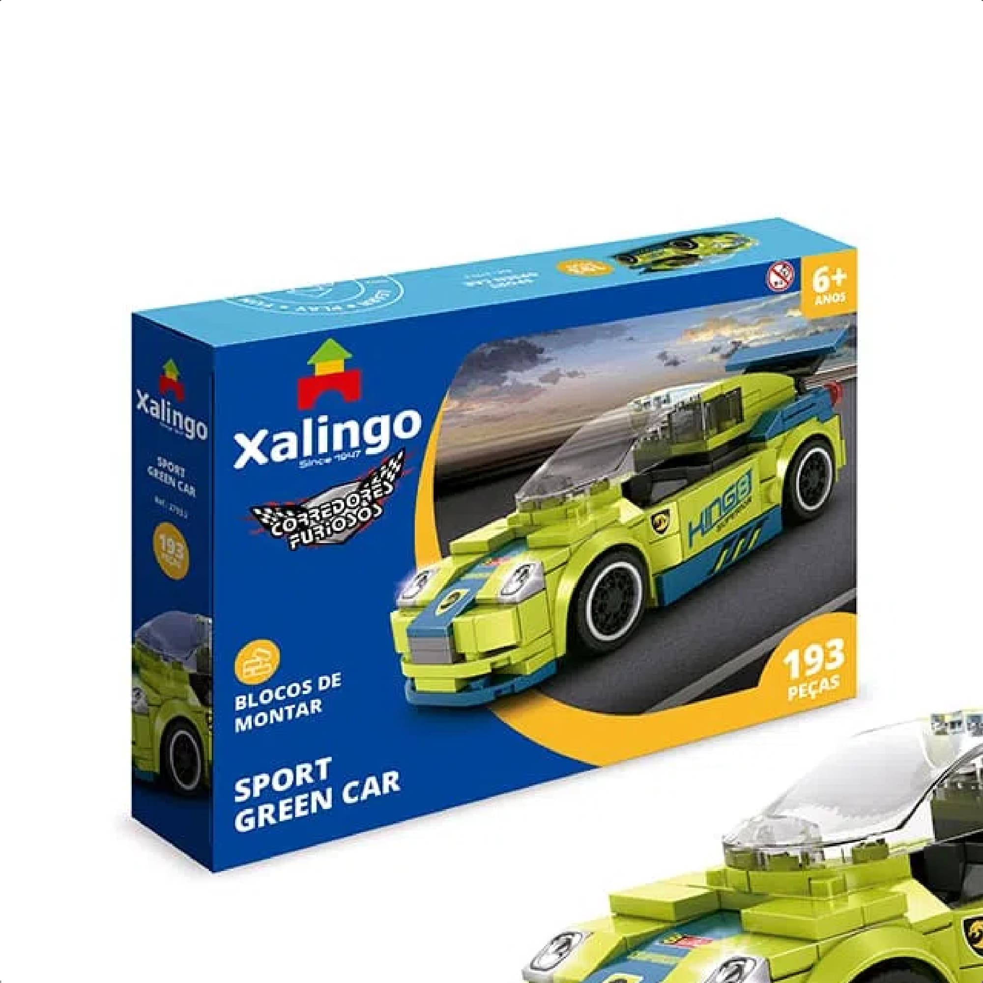 Brinquedo De Encaixe Corredores Furiosos Sport Green Car 193 Peças +6 Anos Xalingo - 27932