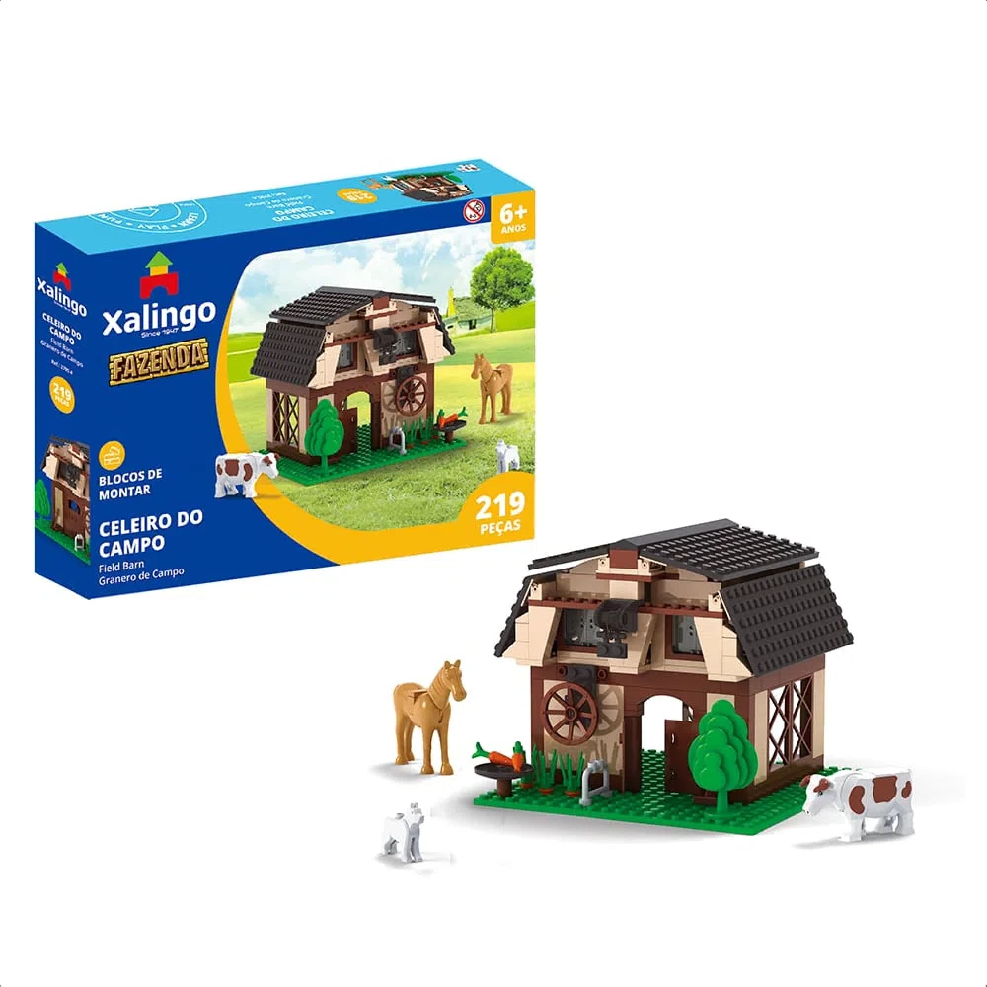 Brinquedo De Encaixe Fazenda Celeiro Do Campo 219 Peças Coordenação Motora +6 Anos Xalingo 27954