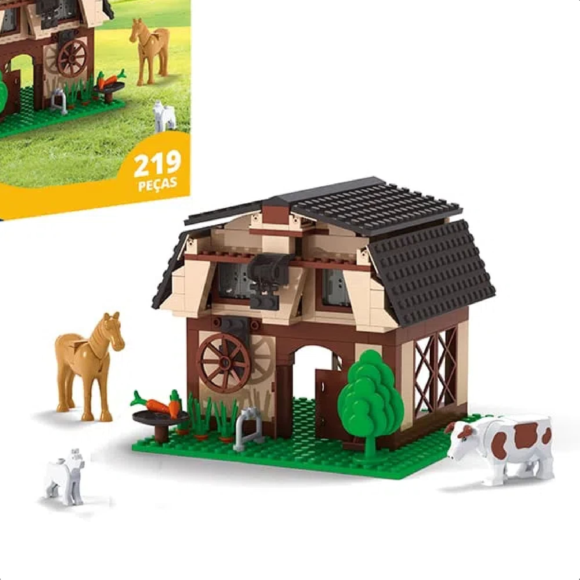 Brinquedo De Encaixe Fazenda Celeiro Do Campo 219 Peças Coordenação Motora +6 Anos Xalingo 27954