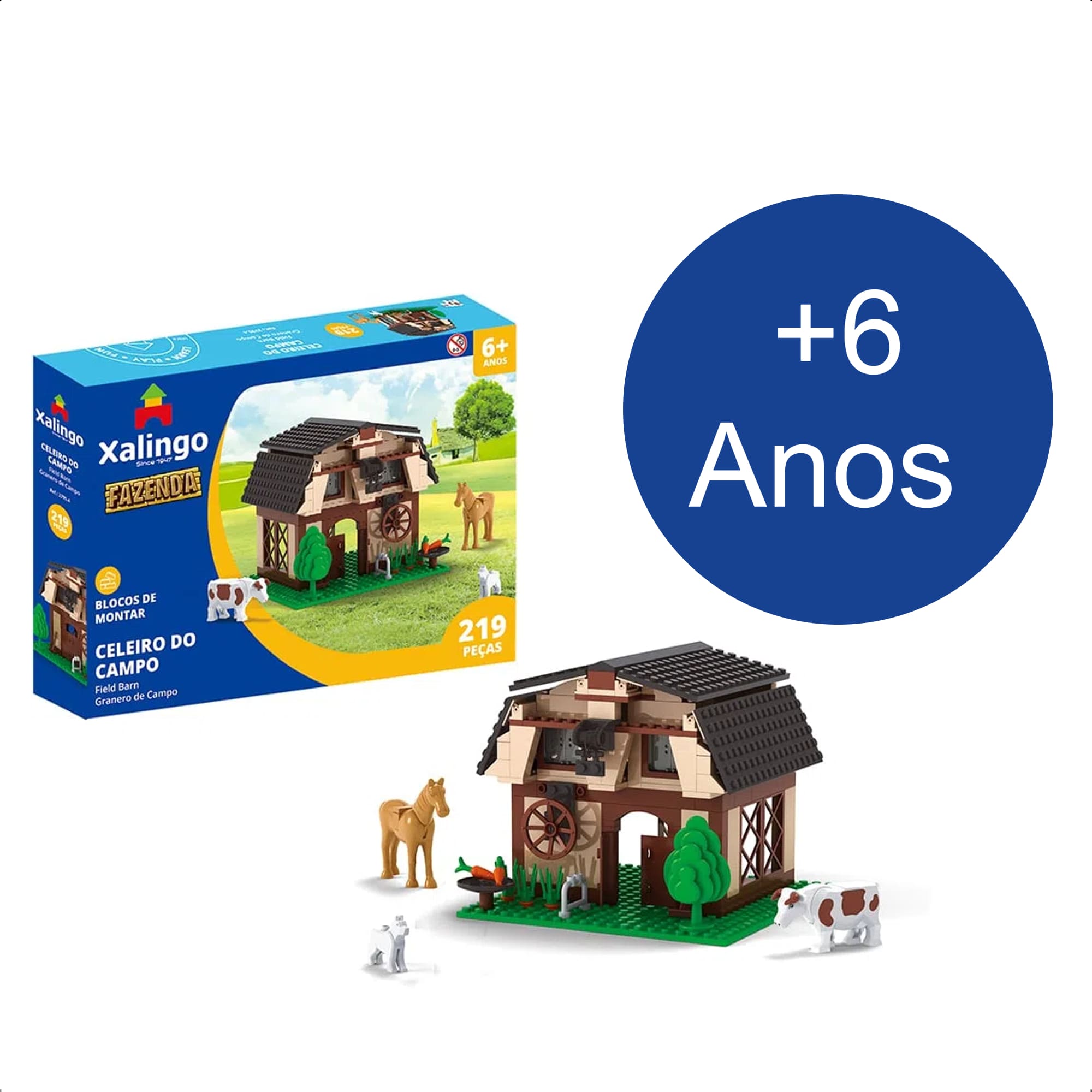 Brinquedo De Encaixe Fazenda Celeiro Do Campo 219 Peças Coordenação Motora +6 Anos Xalingo 27954